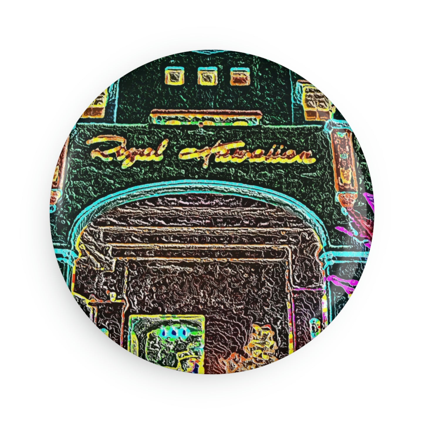 Button Magnet, Round (1 & 10 pcs) ... "La Grande Entree" At: 'The Pink Palace' ... The Royal Hawai'ian ... Honolulu, HI ... '27Oct2014' ... Original Works ...