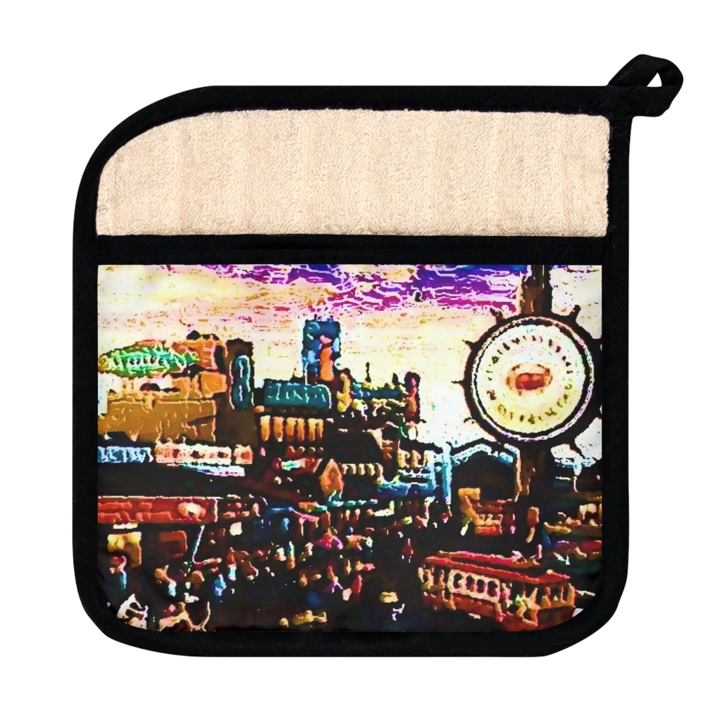 Pot Holder with Pocket ...  "No.9 Fishermen's Grotto - Fishermen's Wharf, SF, California" ... Family Archives: 1970's ... Original Works ...