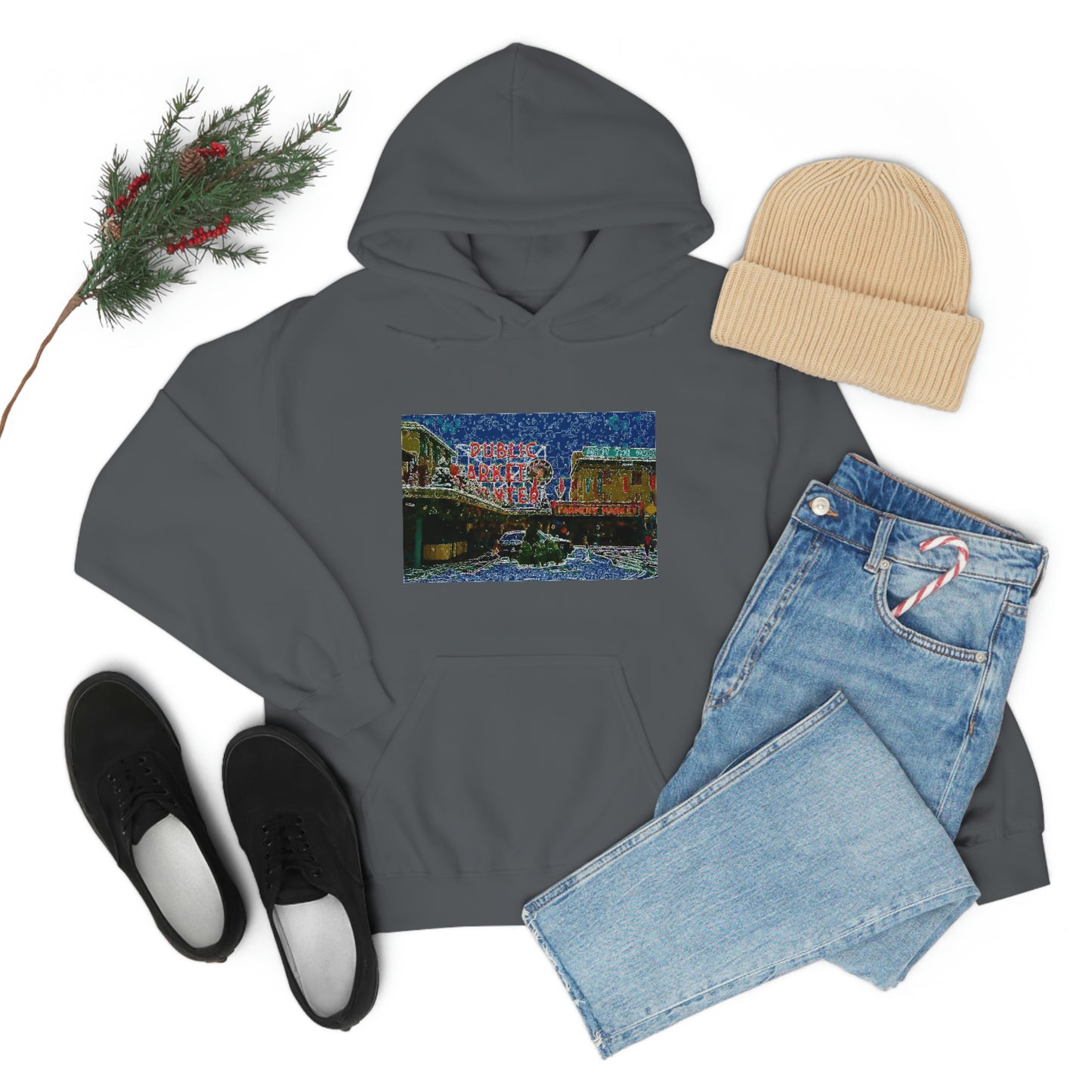 Unisex Heavy Blend™ Hooded Sweatshirt ... Pike Place Market: 'The Public Market', Seattle, Washington. Circa Fall 2013 ...