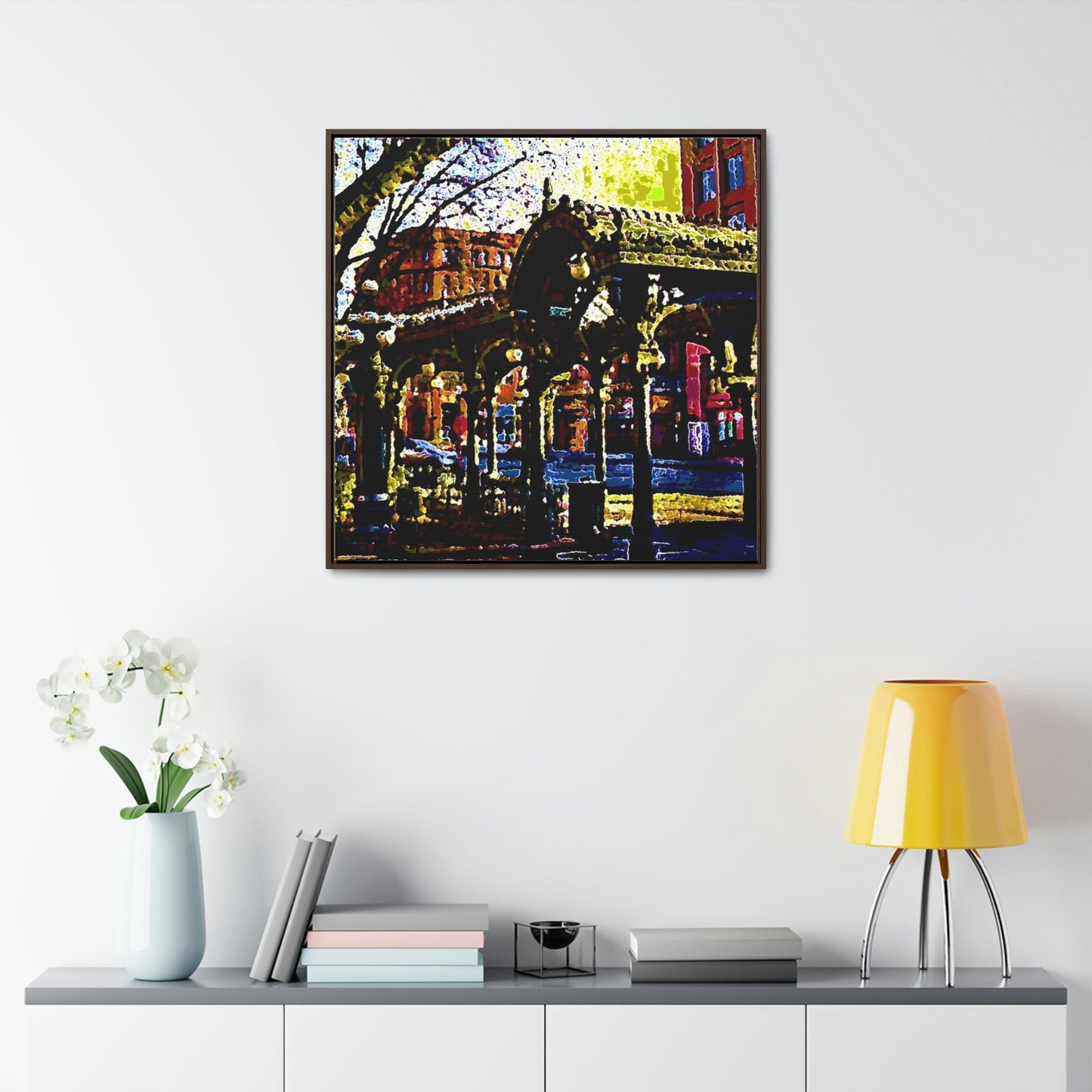 Gallery Canvas Wraps, Square Frame ... A Very Fine Place To Meet ... To Catch The Bus ... 'To Find A Friend' .. Just-To-Hangout ... Dr FJHolt Base Photo ... Original Works ...