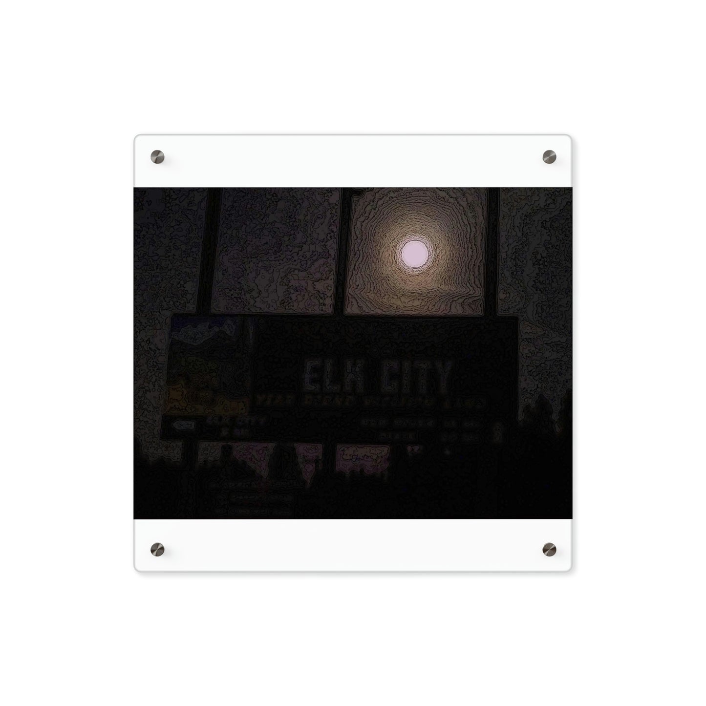Acrylic Wall Art Panels ... Car Approaches From The Stern ... Moon Ascendary From The Bow ... "Two Friendly Travellers On A Cold Night Near Elk City" ... Circa 5Jan23 ... Original Works ...