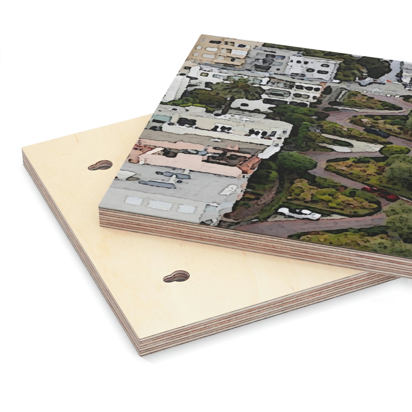 Wood Canvas ... A Crazy Street ... 'Eight Winding Curve-Switchbacks' ... "Lombard Street, San Francisco, CA' ... Family Archives: 1970's ... Original Works ...