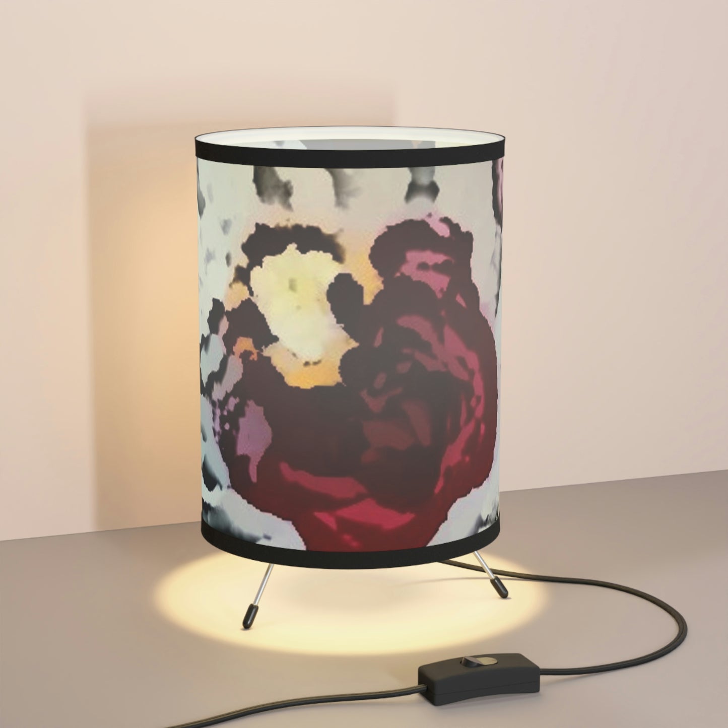 Tripod Lamp with High-Res Printed Shade, US\CA plug ... "A Friendly Flower" ... Pointsettia 'Pointing' ... Original Works ... (Supplied Photograph) ...