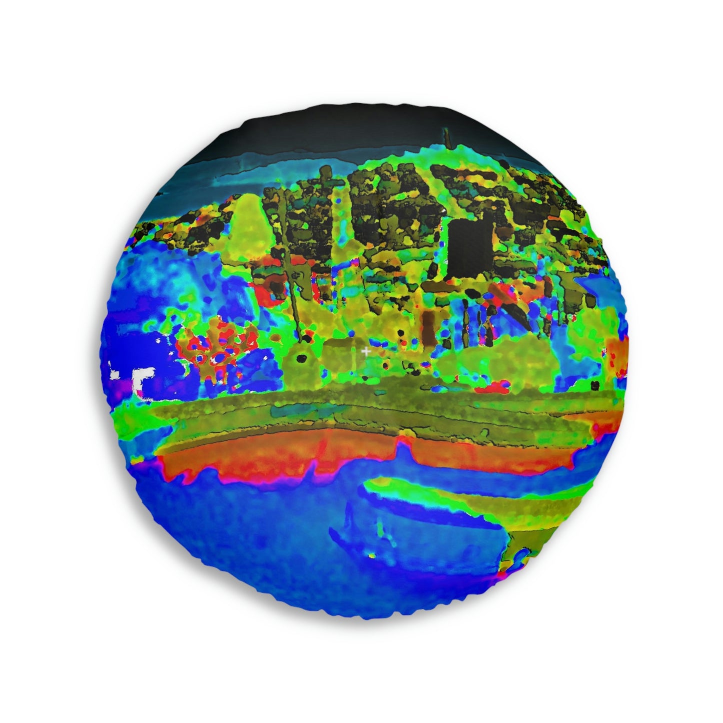 Tufted Floor Pillow, Round ..."Lombard Street San Francisco, CA, USA" ... Family Archives 1970's ... Original Works ...