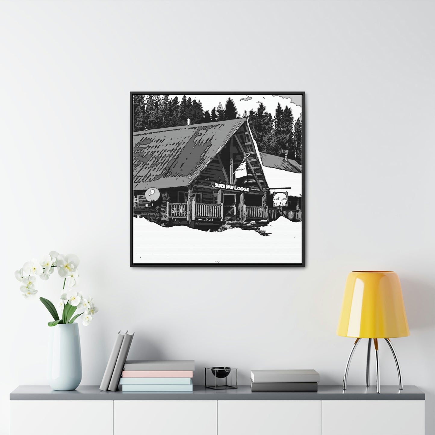 Gallery Canvas Wraps, Square Frame ... A Beautiful Lodge & Back-Country Outfitter In A Mountain Town ... 'Dixie, Idaho, November 2022' ... Original Works ...