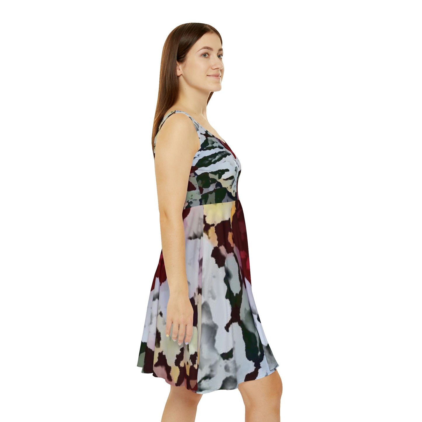 Women's Skater Dress ... "A Friendly Flower" ... Pointsettia 'Pointing' ... Original Works ... (Supplied Photograph) ...