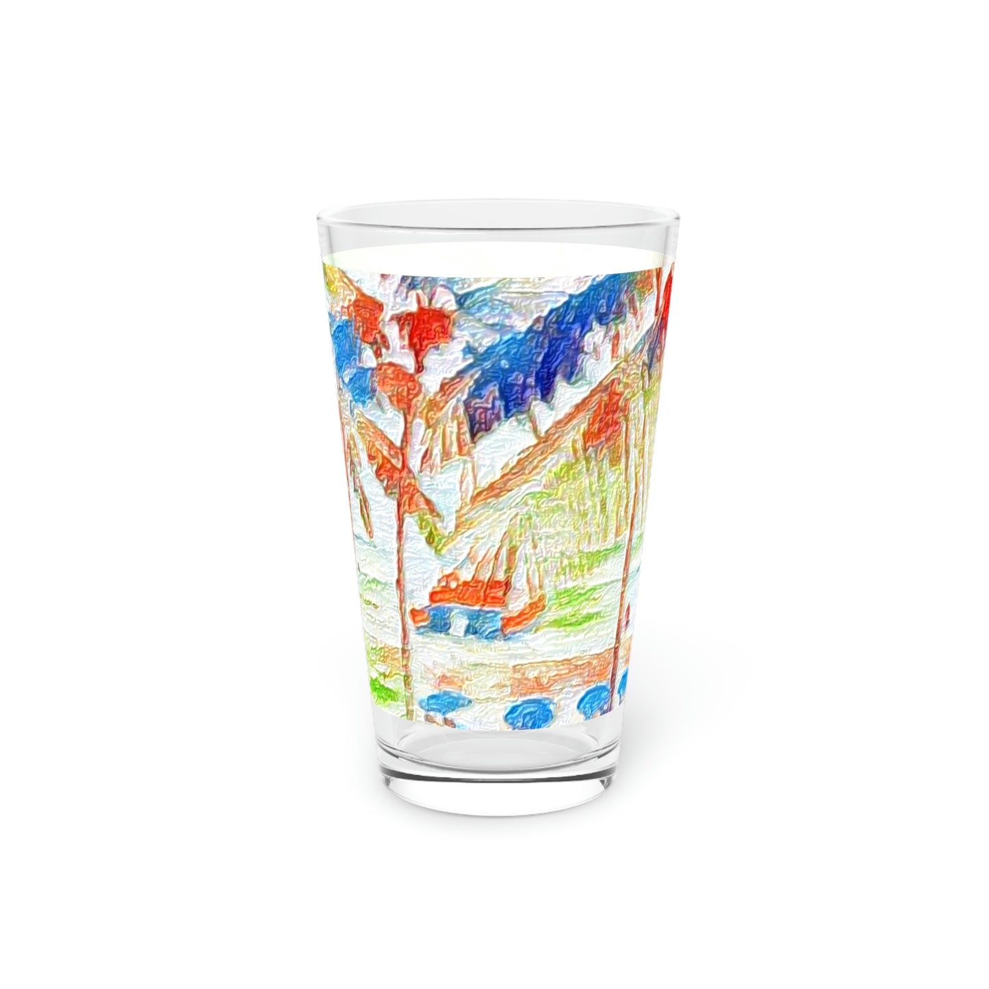 Pint Glass, 16oz ... "The Royal Hawai'ian: Waikiki Beach_Beach" ... Honolulu, HI ... Ocotber 2014 (Halloween) ... Original Works ...