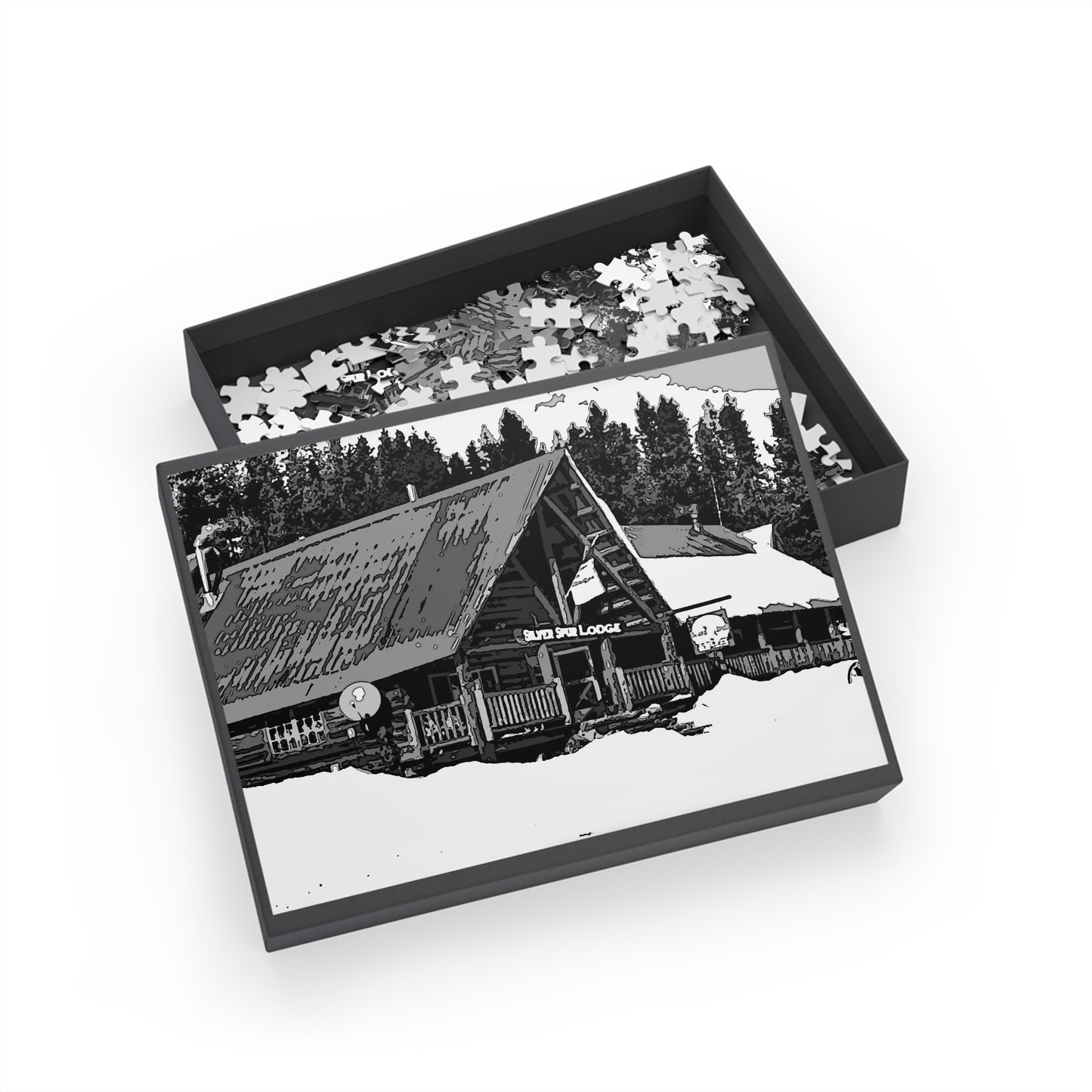 Puzzle (96, 252, 500, 1000-Piece) ... A Beautiful Lodge & Back-Country Outfitter In A Mountain Town ... 'Dixie, Idaho, November 2022' ... Original Works ...