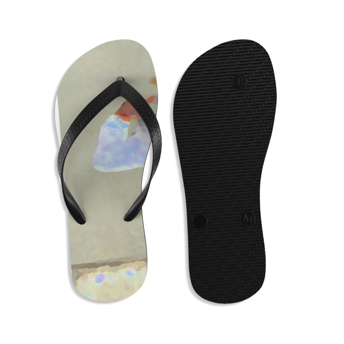 Unisex Flip-Flops ... "Here's To You Friends & Associates" ... Geting-Er-Done ... Idaho / Washington Border (Lewiston, ID - Clarkston, WA) ... Original Works: Rendering Time: 8 Hours ...