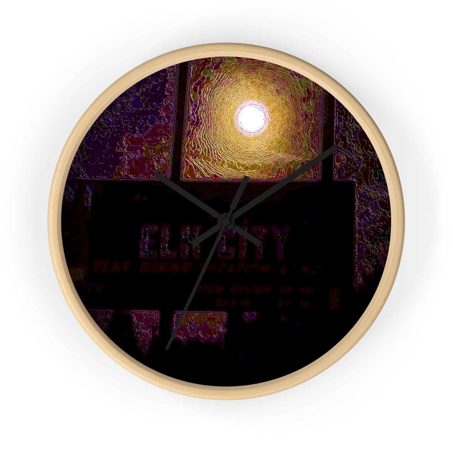 Wall clock ... Car Approaches From The Stern ... Moon Ascendary From The Bow ... "Two Friendly Travellers On A Cold Night Near Elk City" ... C