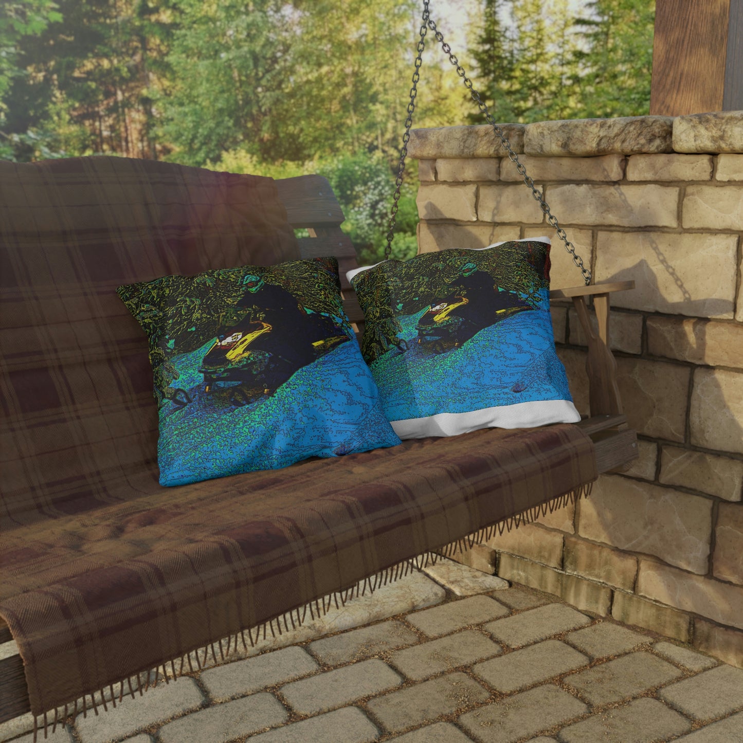 Outdoor Pillow .s ... Yep ... "Another Day ... Riding Through The Wilderness ... " ... February 2023 ... Original Works ...