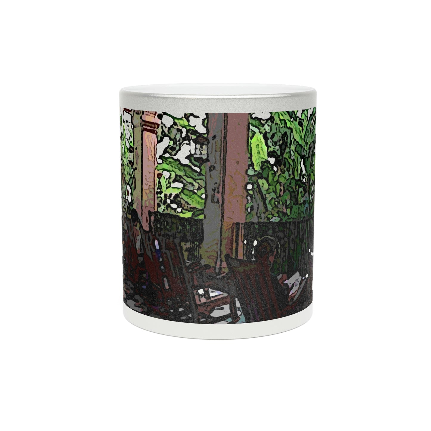 Metallic Mug (Silver\Gold) ...  Lanai & Rocking Chairs At: 'The Pink Palace' ... The Royal Hawai'ian ... Honolulu, HI ... '27Oct2014' ... Original Works ...