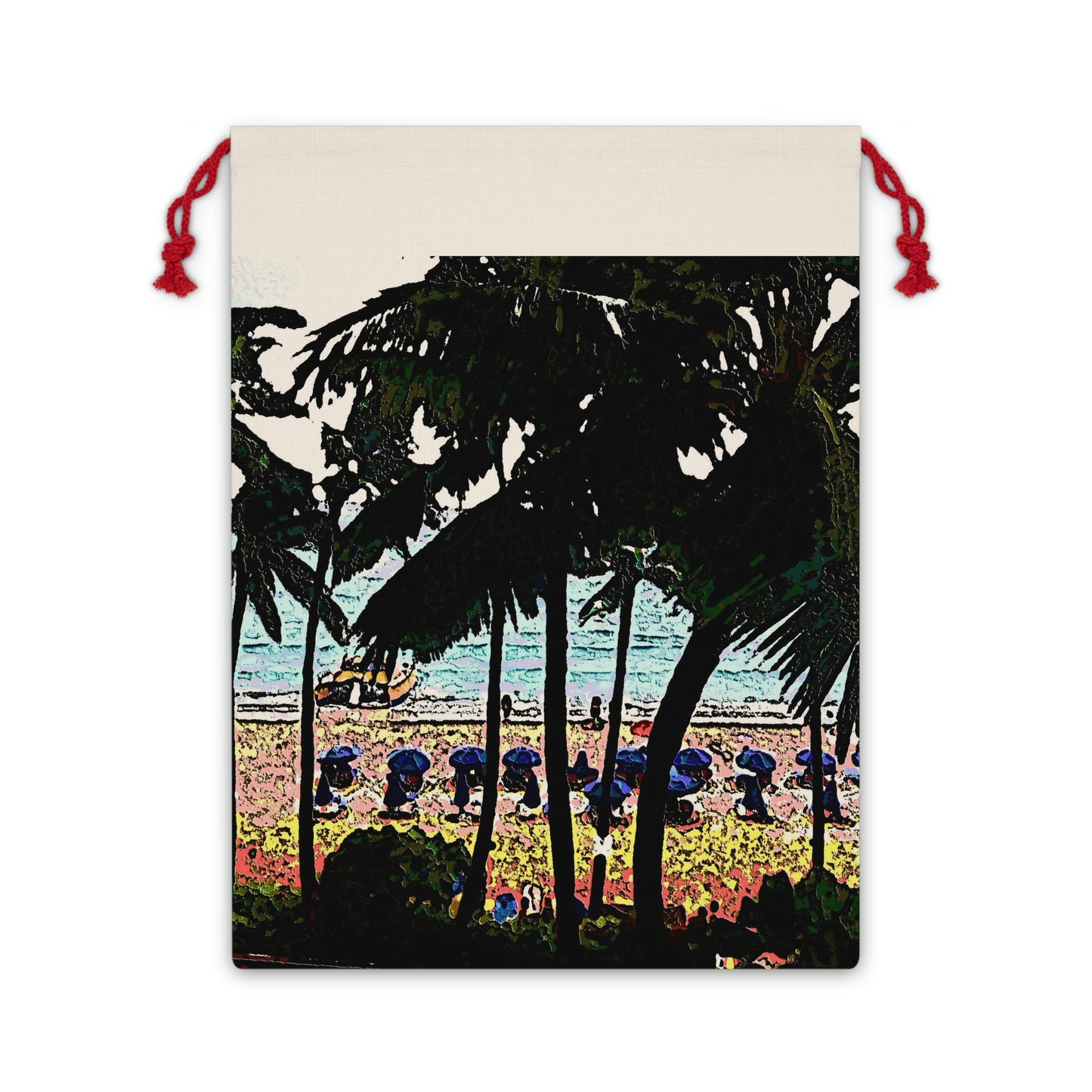 Linen Bag ... "A Beautiful Beach Amongst The Palms" ... The Outrigger Waikiki, Honolulu, Oahu ... Original Works ...