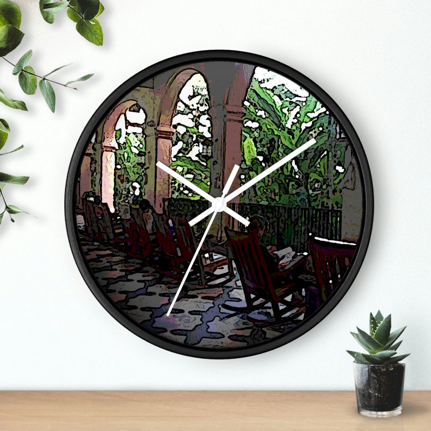 Wall clock ... Lanai & Rocking Chairs At: 'The Pink Palace' ... The Royal Hawai'ian ... Honolulu, HI ... '27Oct2014' ... Original Works ...