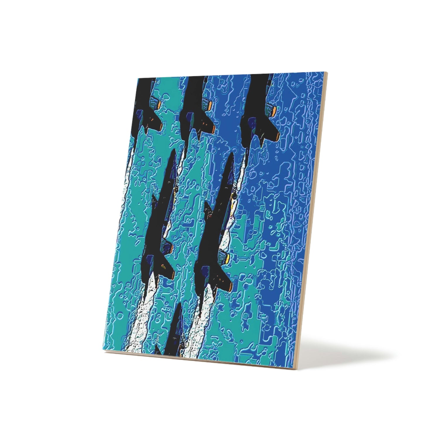 Ceramic Photo Tile ... Seattle Seafair ..."Blue Angels Run Over Lake Washington" ... Circa Mid 1980's ... Dr FJ Holt ... Original Works ...