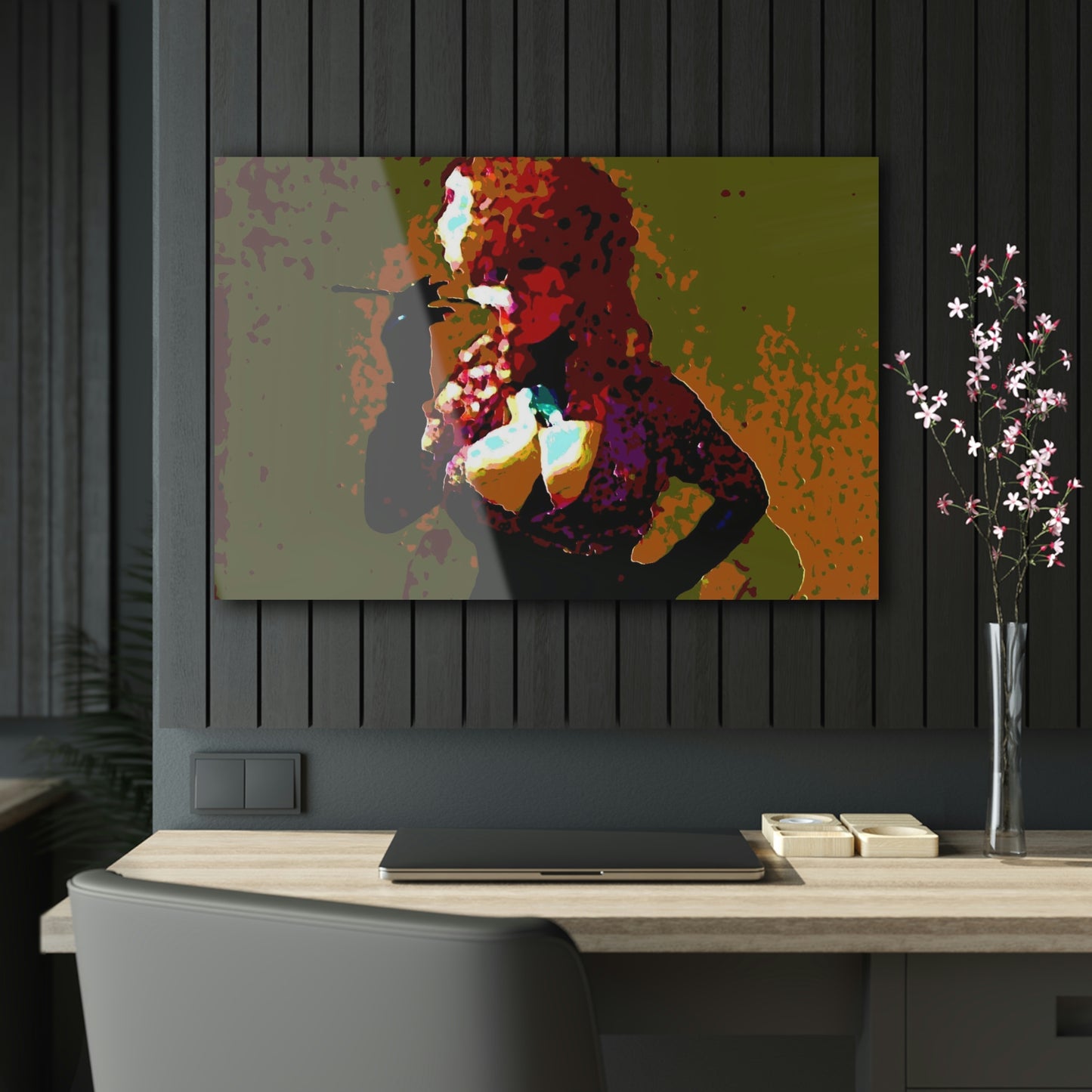 Acrylic Prints ... A Colleague Overseas ... 'Enjoying A Fag' ... Original Works ... "April Fools 2023" ... Hot-Tranny-Smoke ...