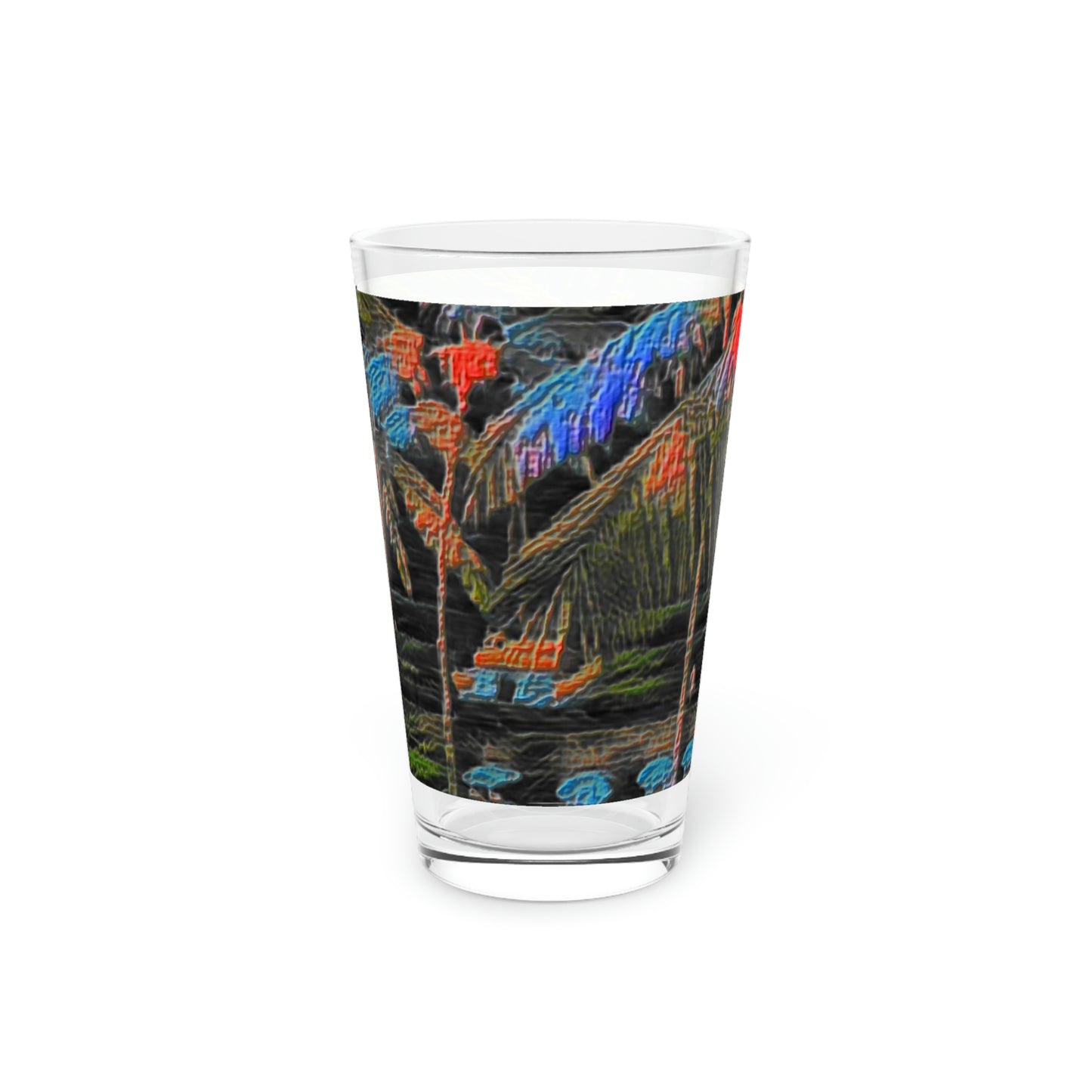 Pint Glass, 16oz ... "The Royal Hawai'ian: Waikiki Beach_Beach" ... Honolulu, HI ... Ocotber 2014 (Halloween) ... Original Works ...