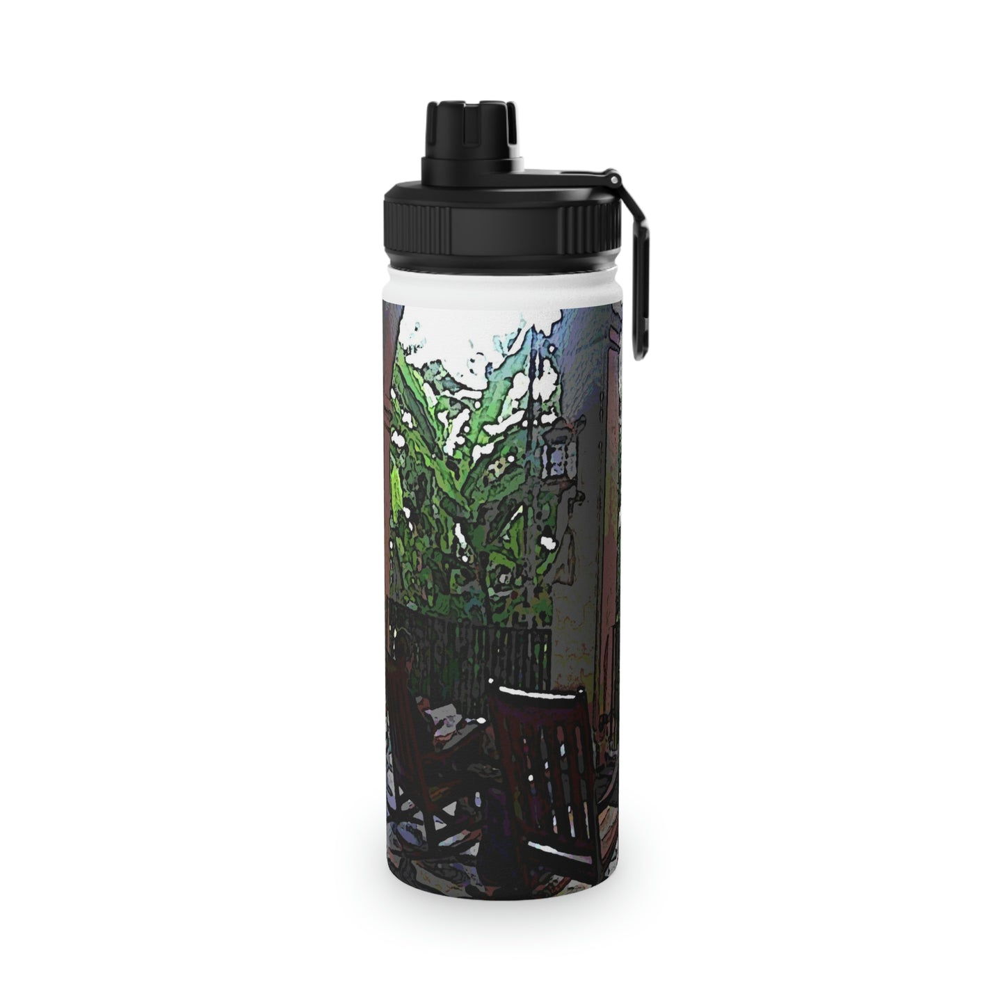Stainless Steel Water Bottle, Sports Lid ... Lanai & Rocking Chairs At: 'The Pink Palace' ... The Royal Hawai'ian ... Honolulu, HI ... '27Oct2014' ... Original Works ...