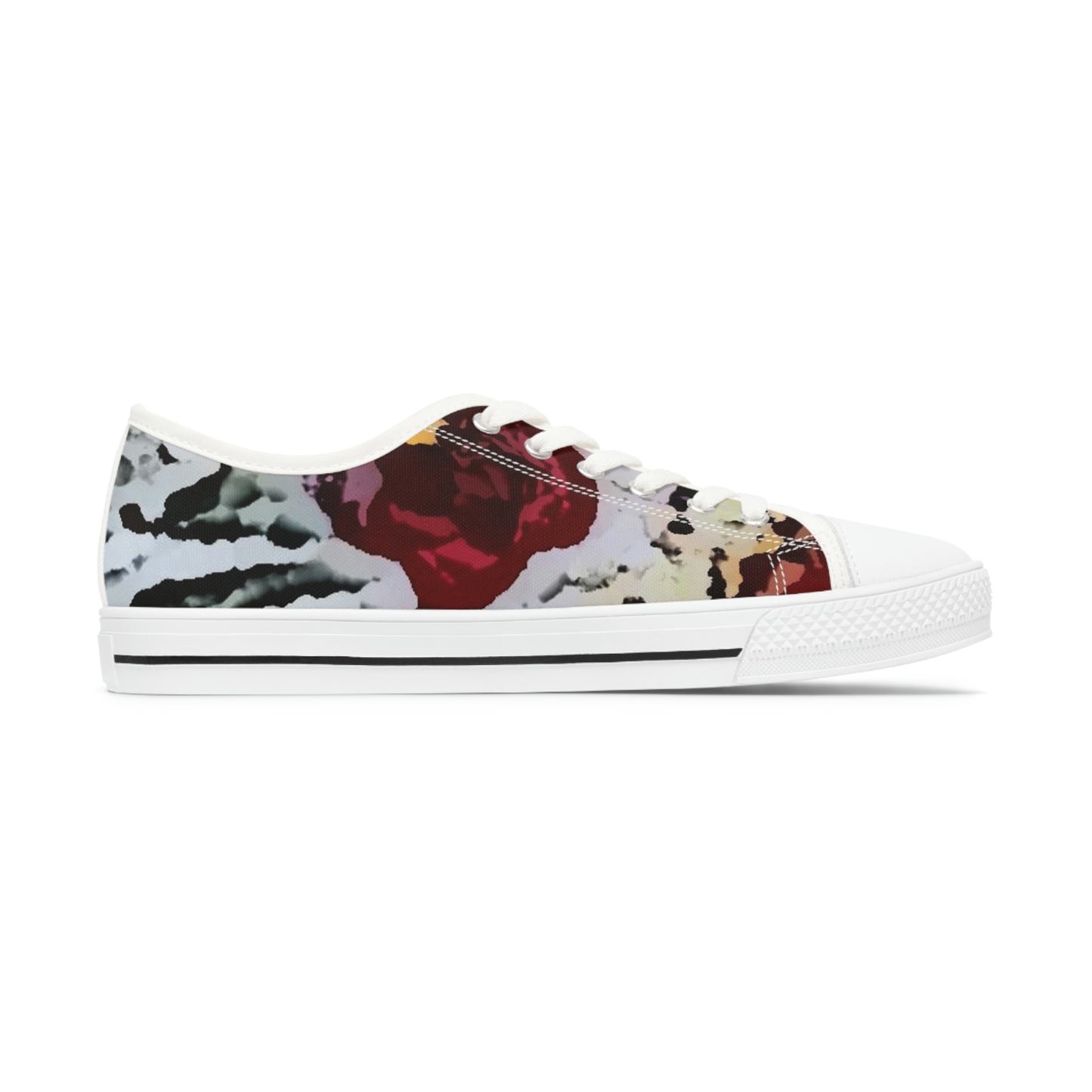 Women's Low Top Sneakers ... "A Friendly Flower" ... Pointsettia 'Pointing' ... Original Works ... (Supplied Photograph) ...