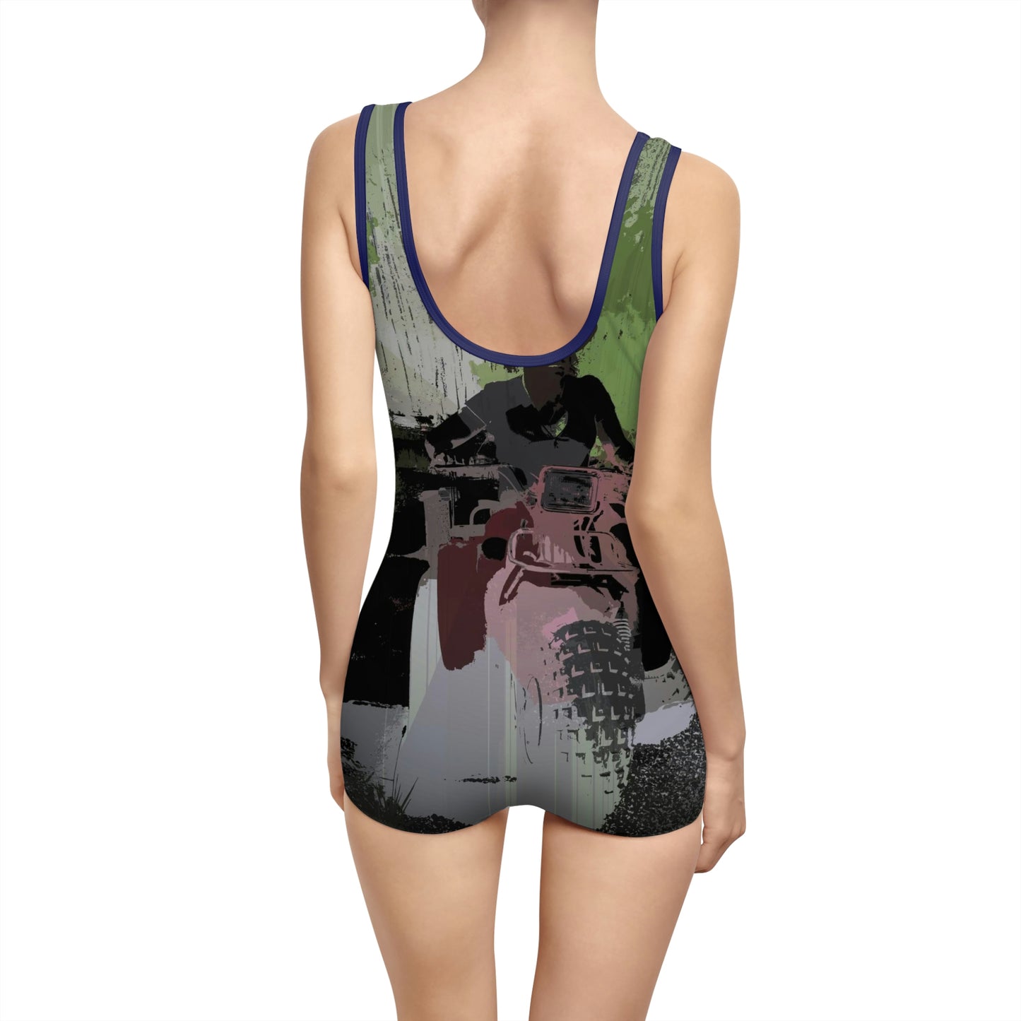 Women's Vintage Swimsuit ... 3-Wheeln' N' Groovin The Mountain Roads ... Central Idaho ... Original Works ...