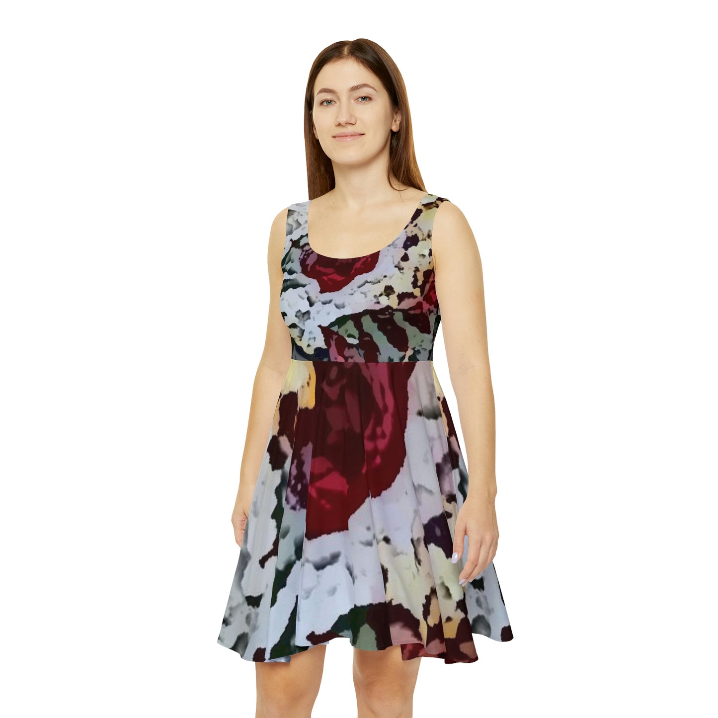 Women's Skater Dress ... "A Friendly Flower" ... Pointsettia 'Pointing' ... Original Works ... (Supplied Photograph) ...