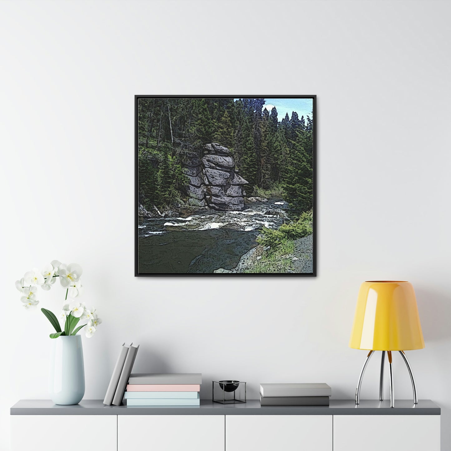 Gallery Canvas Wraps, Square Frame ...  "I Am Innocent" ... Tricky-Dick Immortalized ... Nixon Rock: Along The River ... Central Idaho, Summer 2020 ... Original Works ...