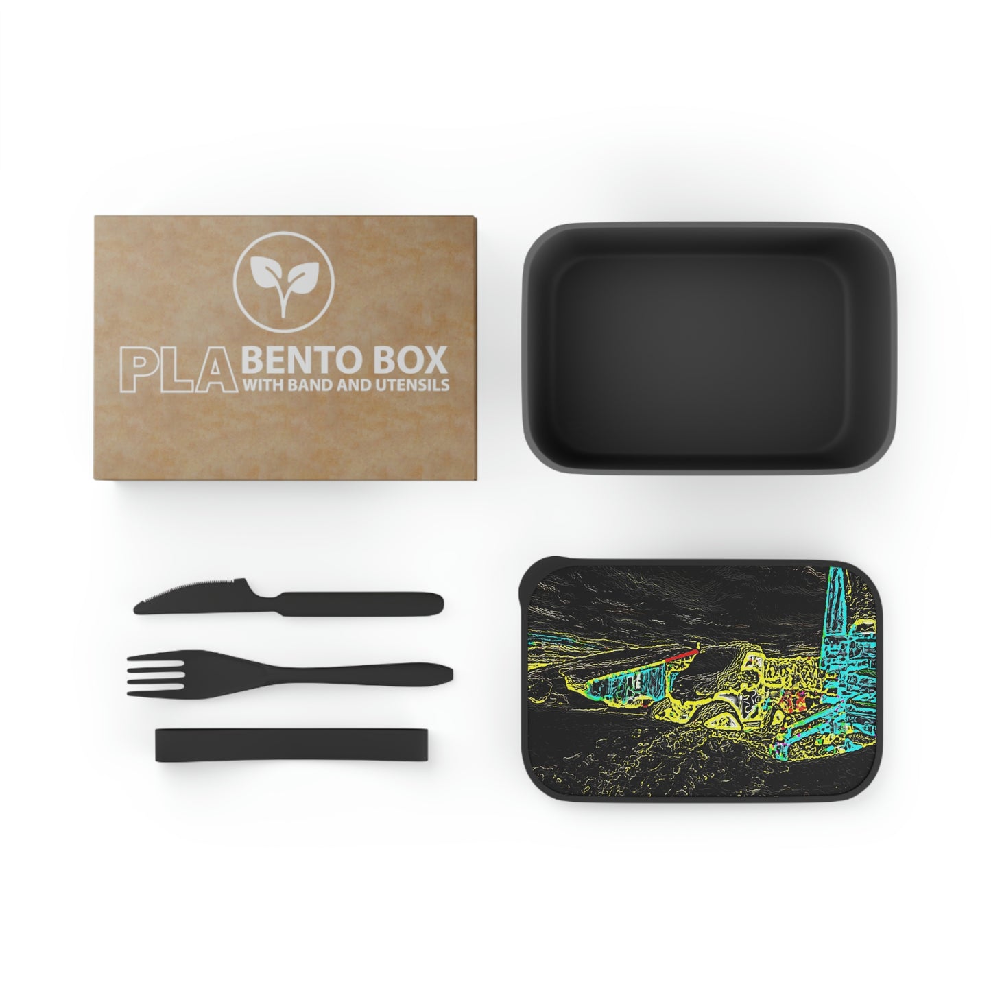 PLA Bento Box with Band and Utensils ... "Snow Vehicle In Snow Storm At-Rest" ... Circa 12Mar23 ... Central Idaho ... 18-Hours Rendering Time: Original Works ...