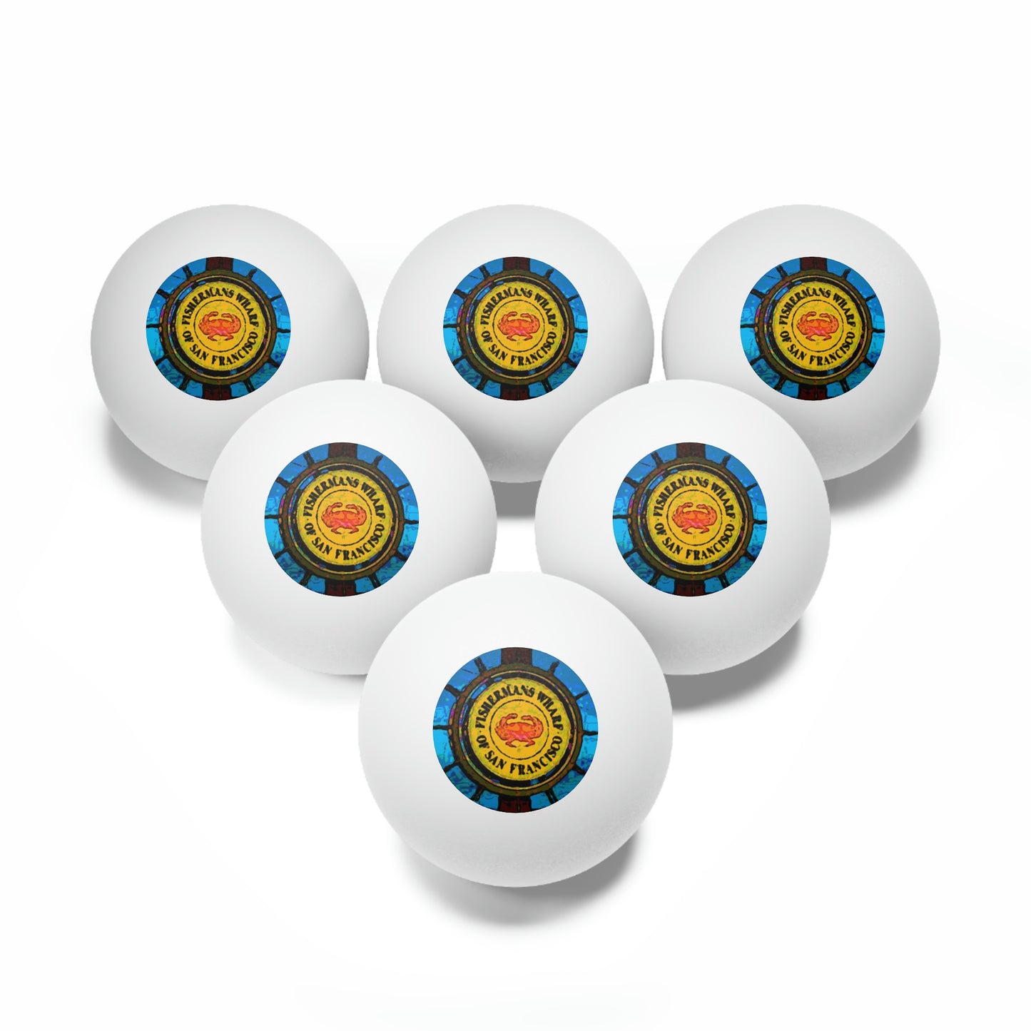 Ping Pong Balls, 6 pcs ... "No.9 Fishermen's Grotto - Fishermen's Wharf, SF, California" ... Family Archives: 1970's ... Original Works ...