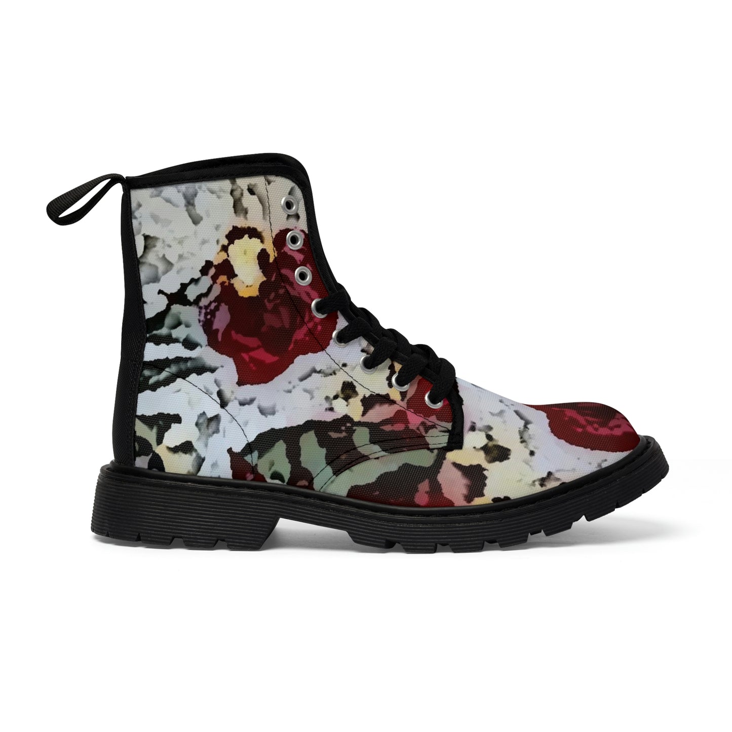 Women's Canvas Boots ... "A Friendly Flower" ... Pointsettia 'Pointing' ... Original Works ... (Supplied Photograph) ...