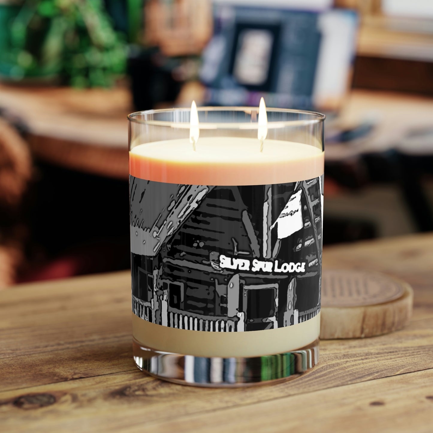 Scented Candle - Full Glass, 11oz ... A Beautiful Lodge & Back-Country Outfitter In A Mountain Town ... 'Dixie, Idaho, November 2022' ... Original Works ...
