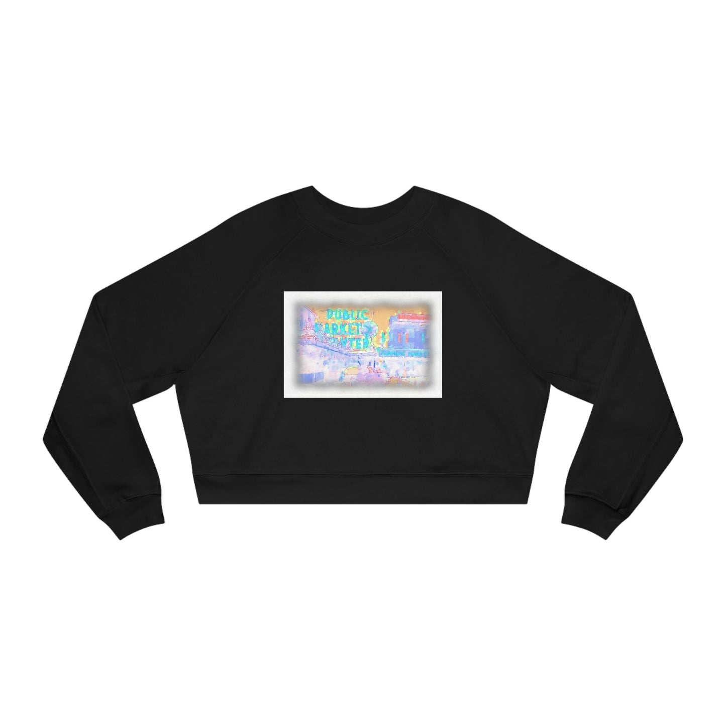 Women's Cropped Fleece Pullover ... PPM: Pike Place Market ... "Enjoying That Wrold Famous Hot Cup Of Maket Spice Tea" ...