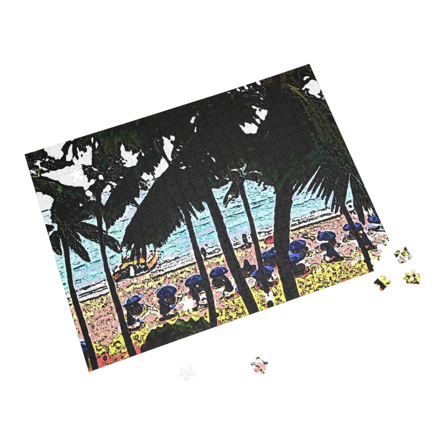 Puzzle (96, 252, 500, 1000-Piece) ...  "A Beautiful Beach Amongst The Palms" ... The Outrigger Waikiki, Honolulu, Oahu ... Original Works ...