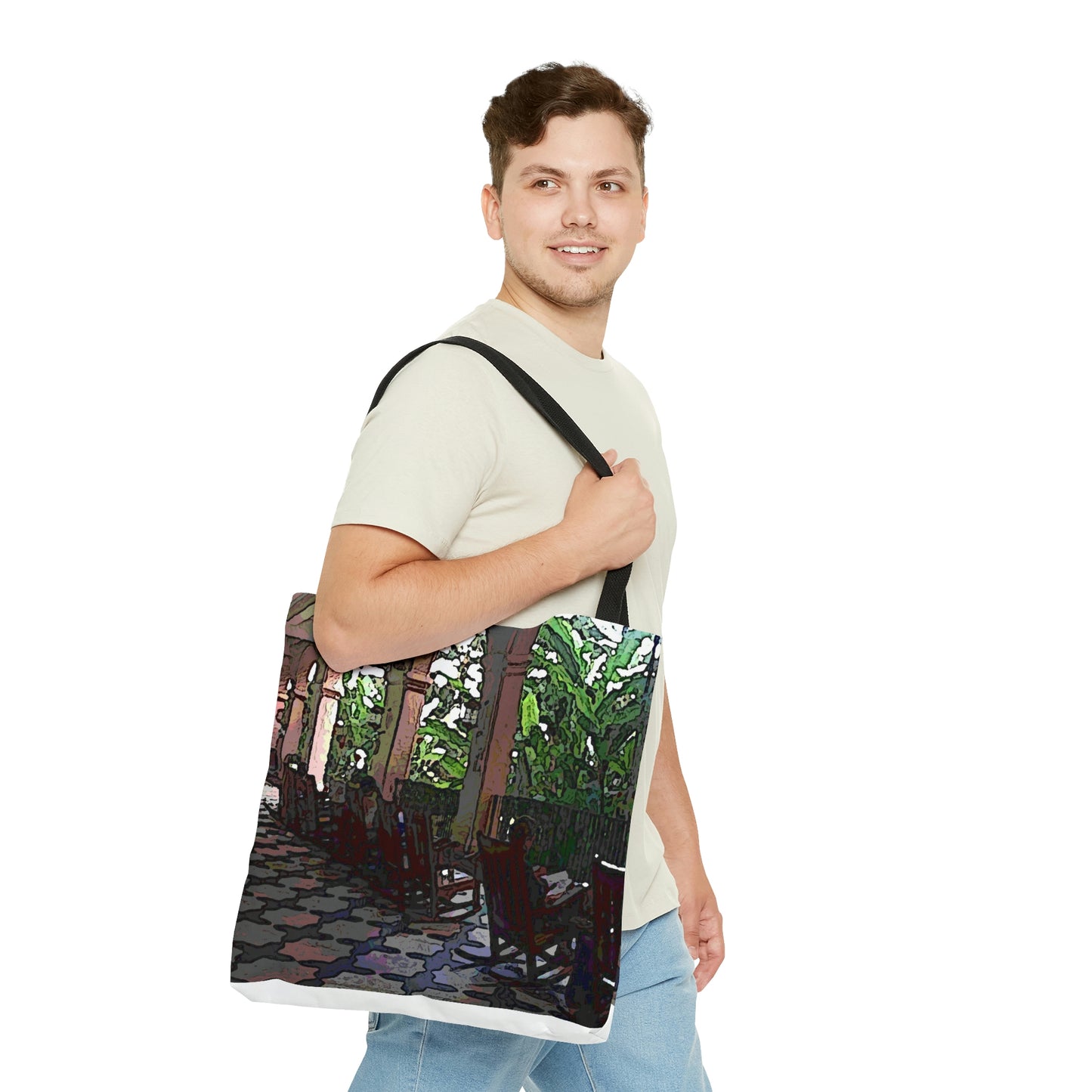 AOP Tote Bag ...  Lanai & Rocking Chairs At: 'The Pink Palace' ... The Royal Hawai'ian ... Honolulu, HI ... '27Oct2014' ... Original Works ...