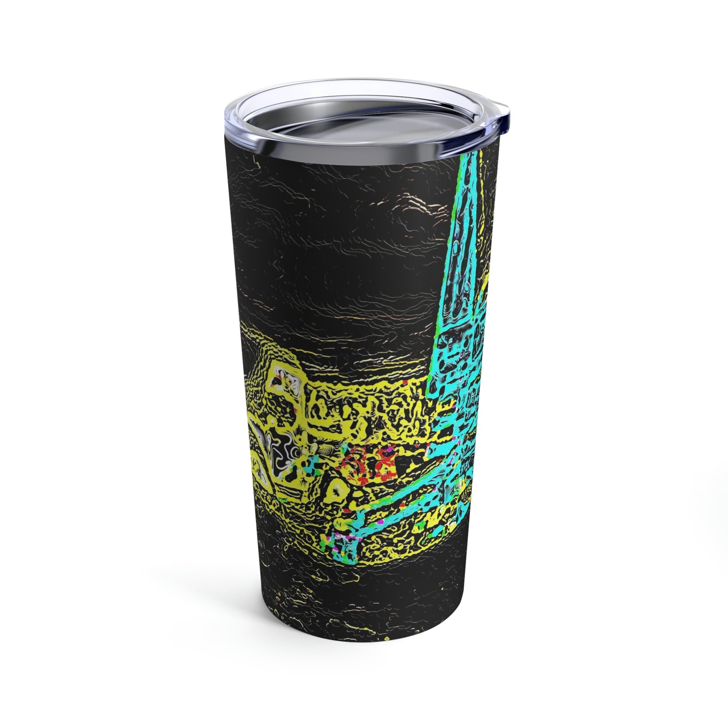 Tumbler 20oz ... "Snow Vehicle In Snow Storm At-Rest" ... Circa 12Mar23 ... Central Idaho ... 18-Hours Rendering Time: Original Works ...