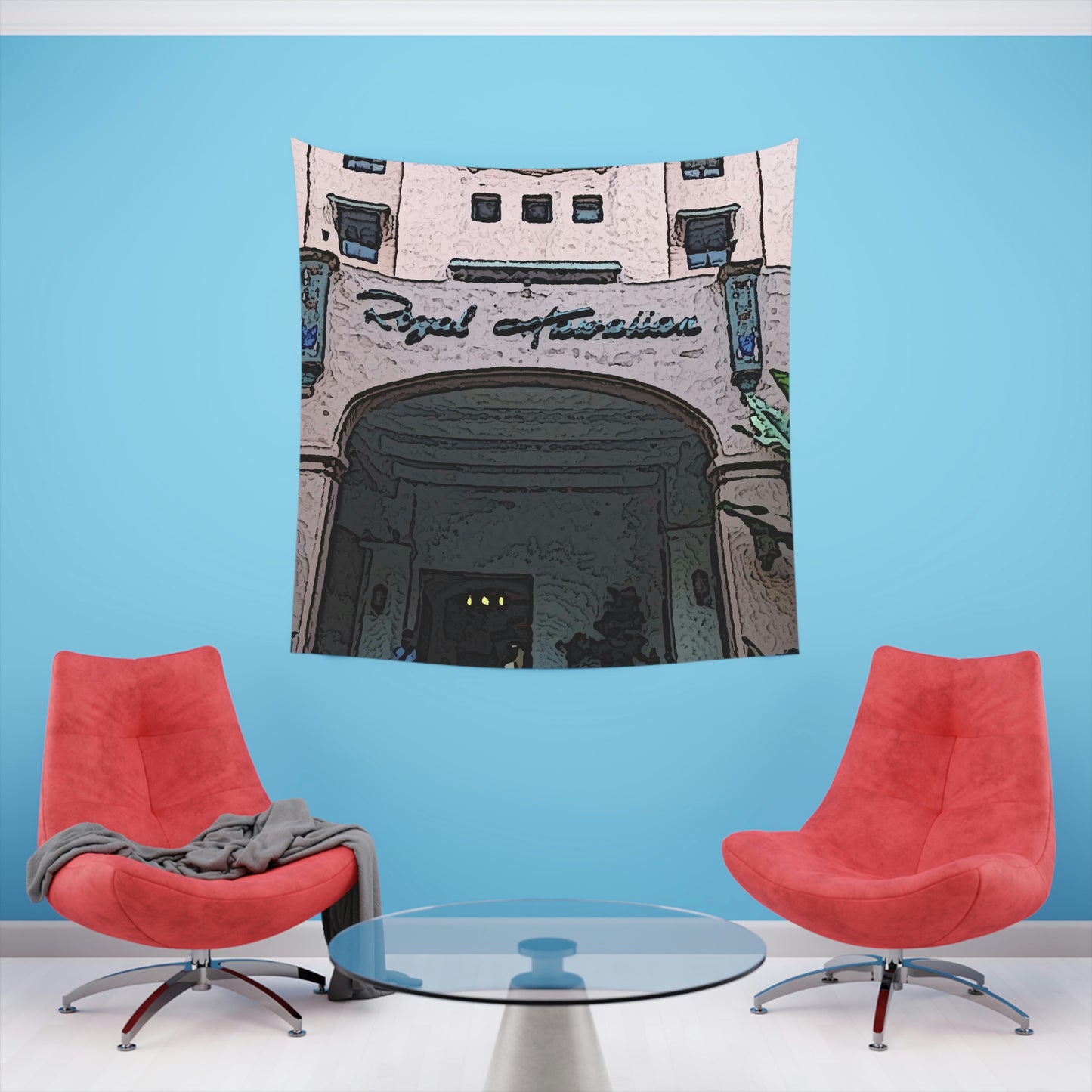 Printed Wall Tapestry ...  "La Grande Entree" At: 'The Pink Palace' ... The Royal Hawai'ian ... Honolulu, HI ... '27Oct2014' ... Original Works ...