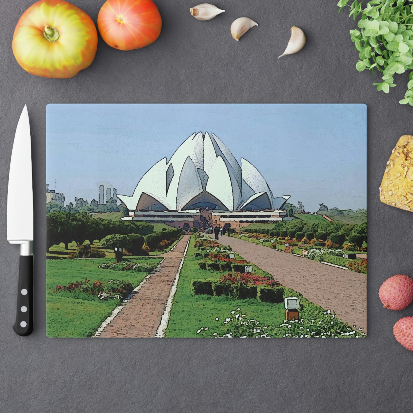 Cutting Board ... 'Bahai'i House-Of-Worship' ... "Lotus Temple: Delhi, India, 2008" ... Original Works ...