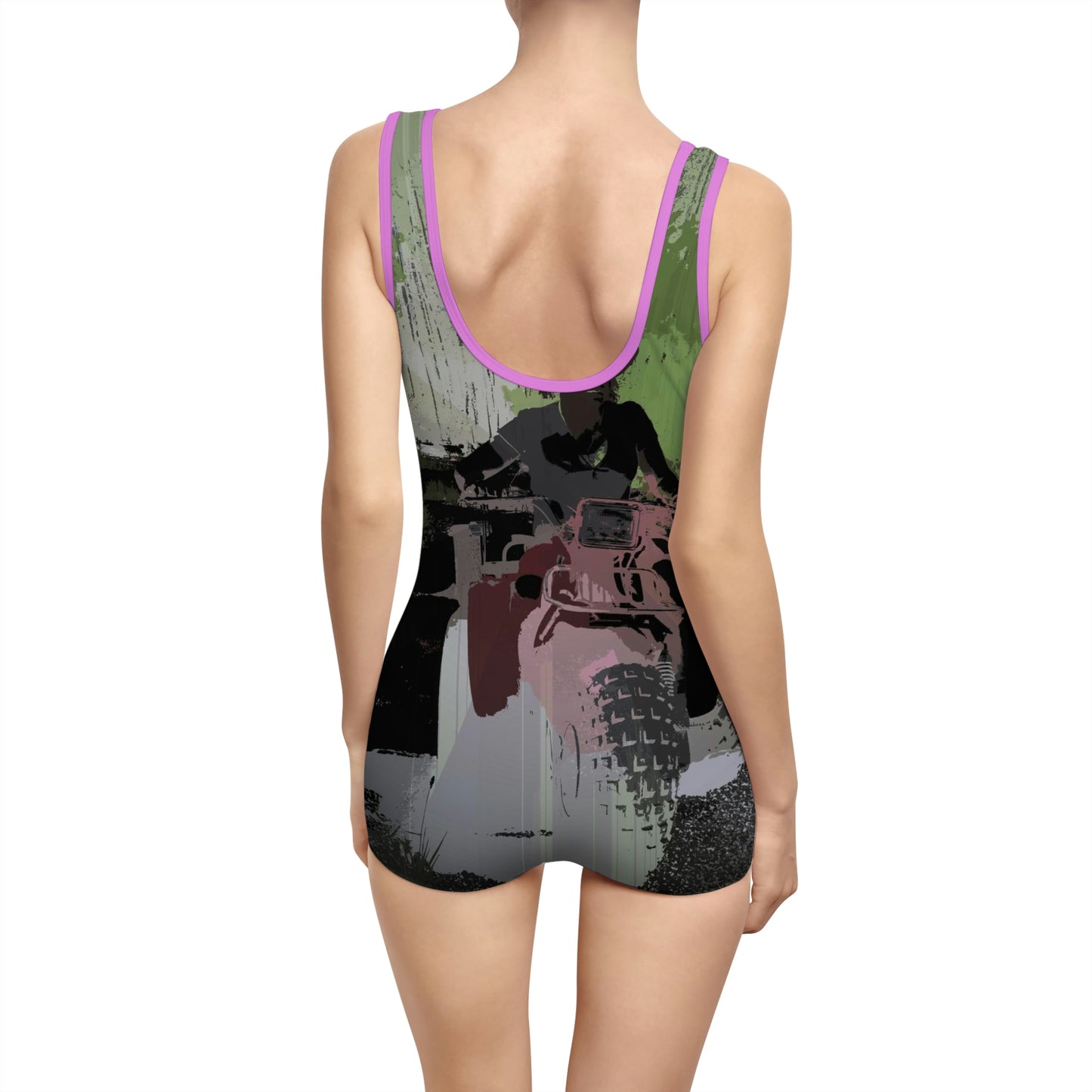 Women's Vintage Swimsuit ... 3-Wheeln' N' Groovin The Mountain Roads ... Central Idaho ... Original Works ...