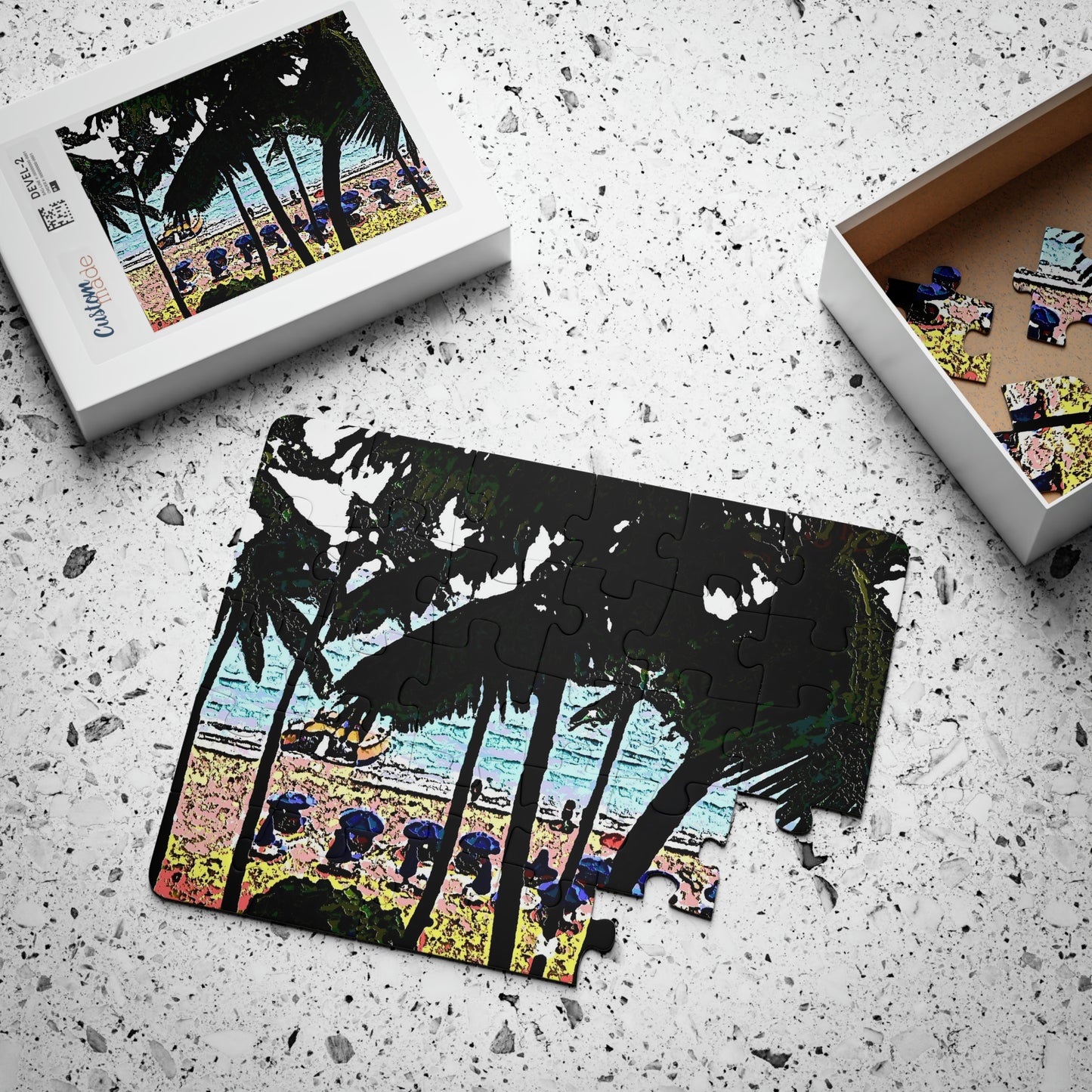 Kids' Puzzle, 30-Piece ...  "A Beautiful Beach Amongst The Palms" ... The Outrigger Waikiki, Honolulu, Oahu ... Original Works ...