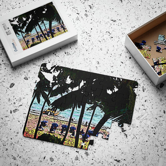 Kids' Puzzle, 30-Piece ...  "A Beautiful Beach Amongst The Palms" ... The Outrigger Waikiki, Honolulu, Oahu ... Original Works ...