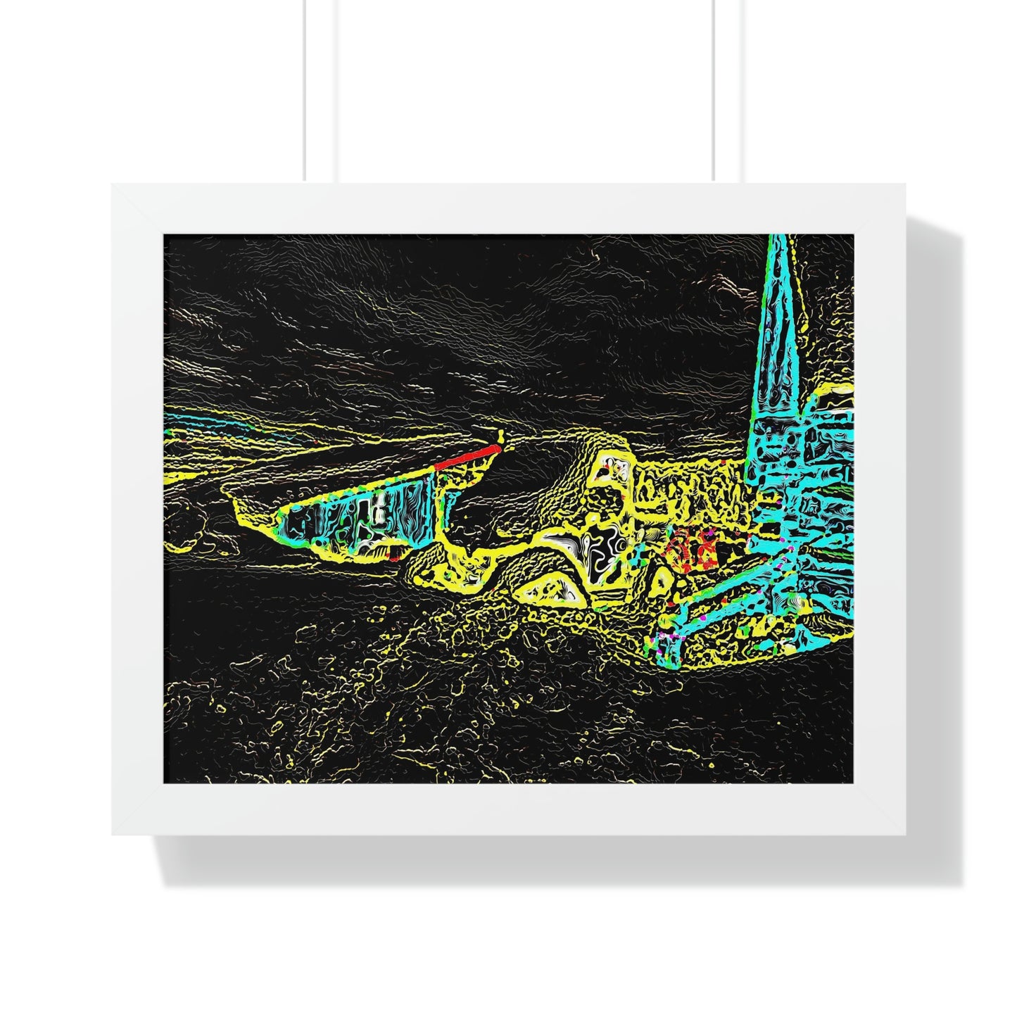 Framed Horizontal Poster ... "Snow Vehicle In Snow Storm At-Rest" ... Circa 12Mar23 ... Central Idaho ... 18-Hours Rendering Time: Original Works ...