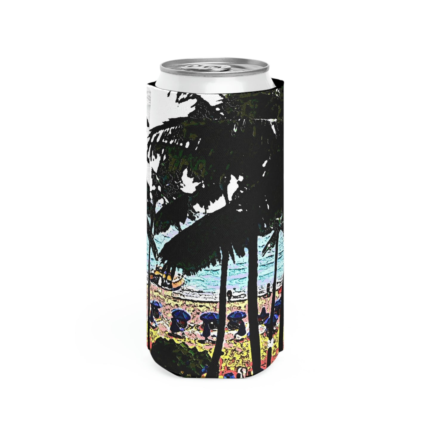 Slim Can Cooler ... "A Beautiful Beach Amongst The Palms" ... The Outrigger Waikiki, Honolulu, Oahu ... Original Works ...