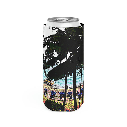 Slim Can Cooler ... "A Beautiful Beach Amongst The Palms" ... The Outrigger Waikiki, Honolulu, Oahu ... Original Works ...