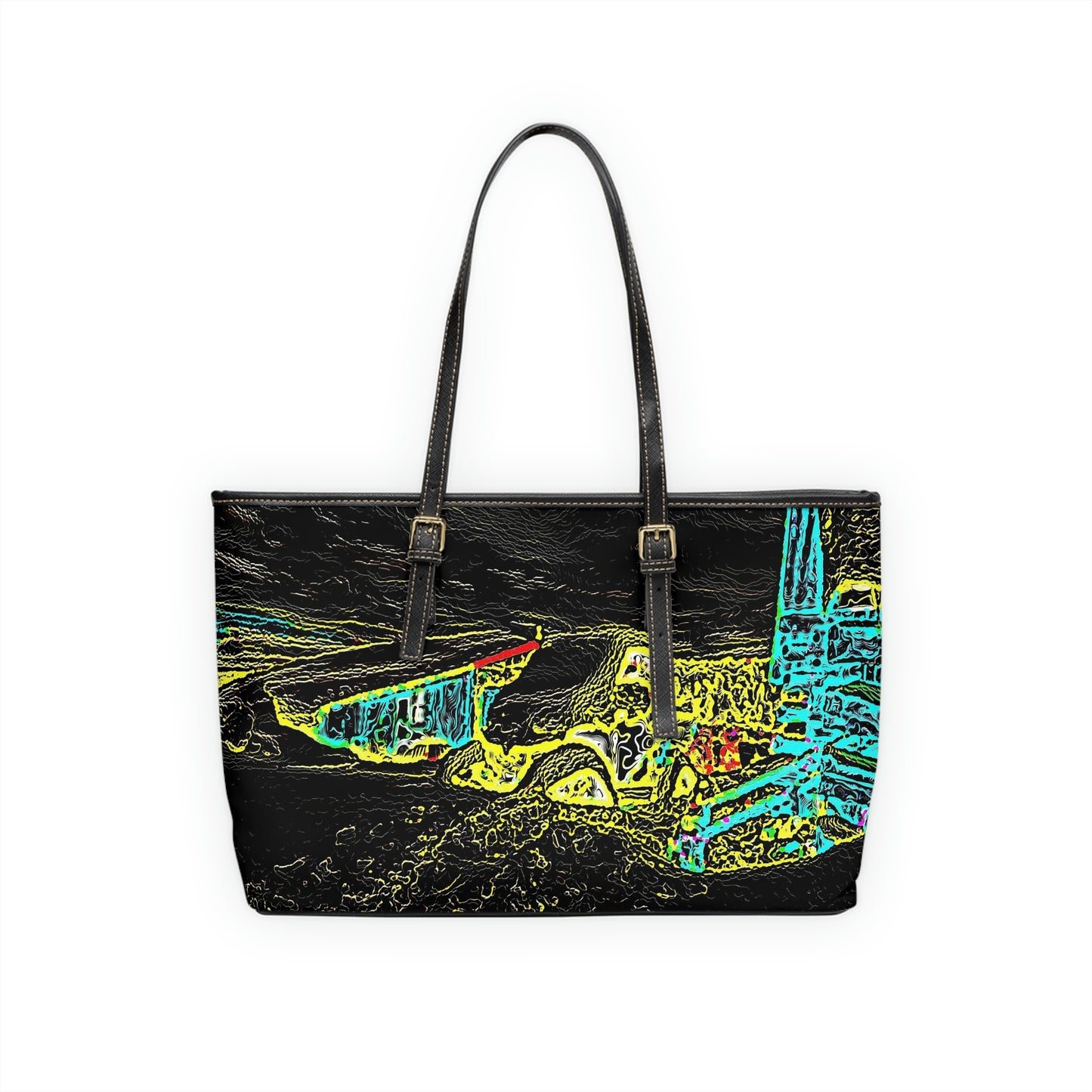 PU Leather Shoulder Bag ... "Snow Vehicle In Snow Storm At-Rest" ... Circa 12Mar23 ... Central Idaho ... 18-Hours Rendering Time: Original Works ...