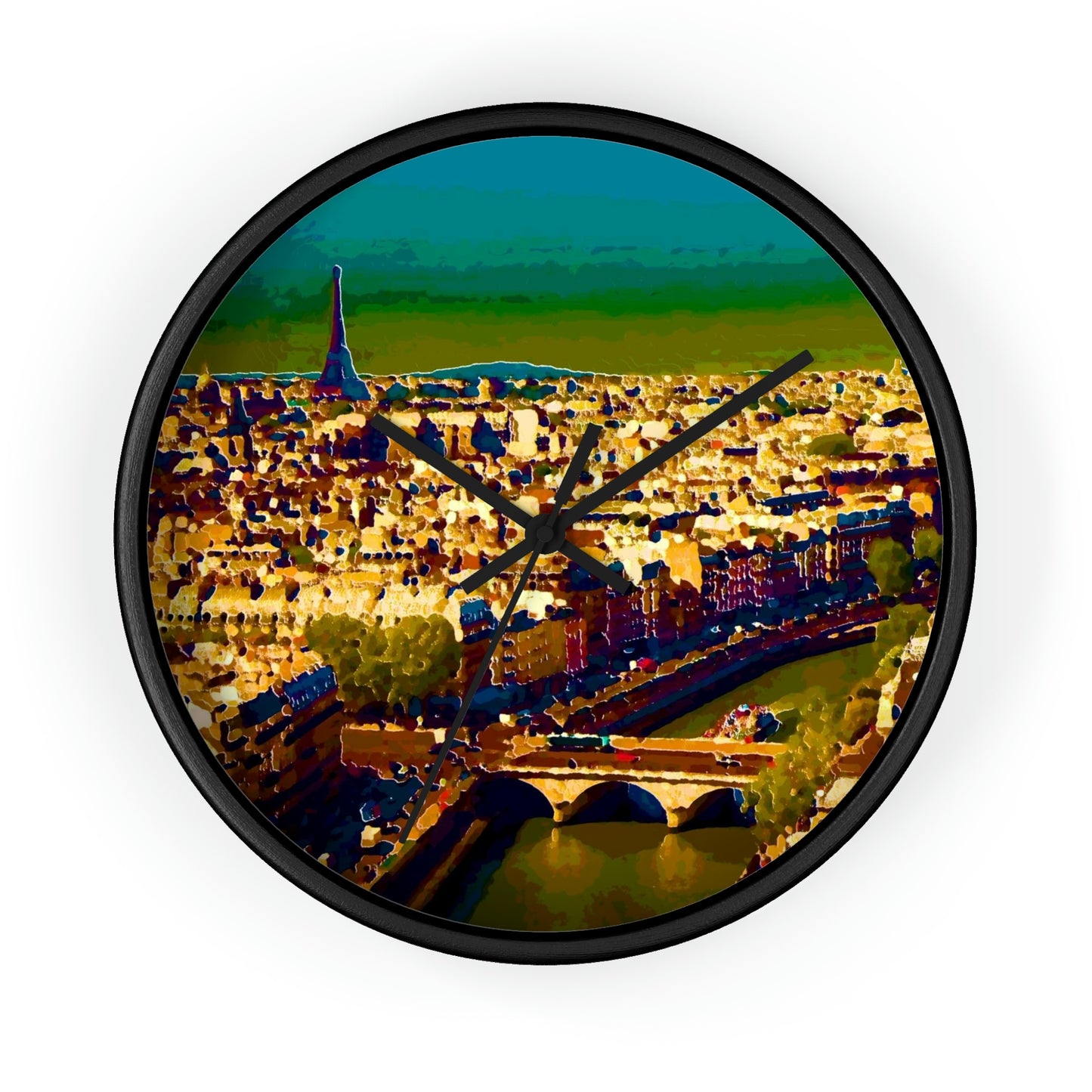 Wall clock ... Au Paris ... "Along The River Seine" ... Barbara Joan Bonnel-Holt: 1972 ... Original Works ...