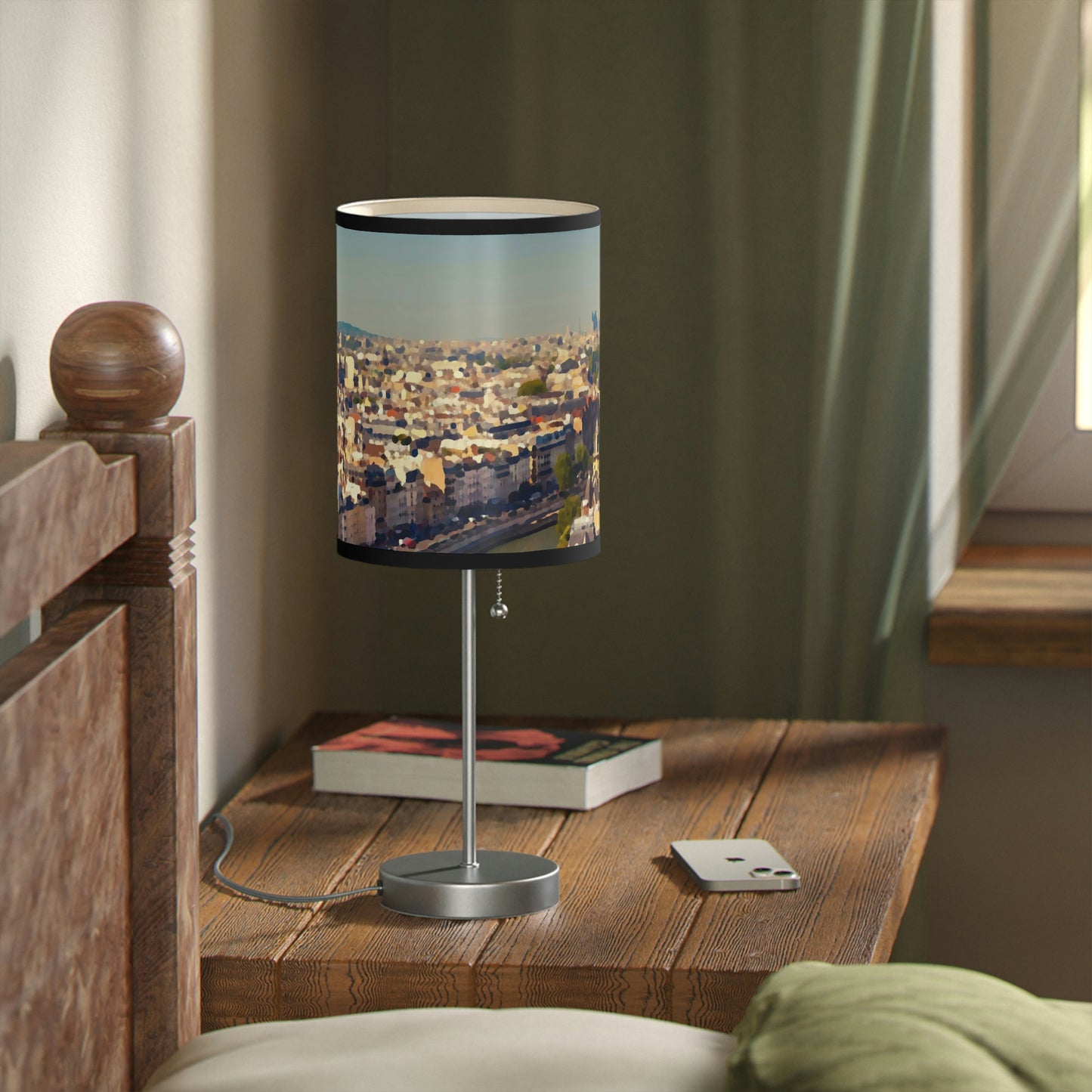 Lamp on a Stand, US|CA plug ... Au Paris ... "Along The River Seine" ... Barbara Joan Bonnell-Holt: 1972 ... Original Works ...