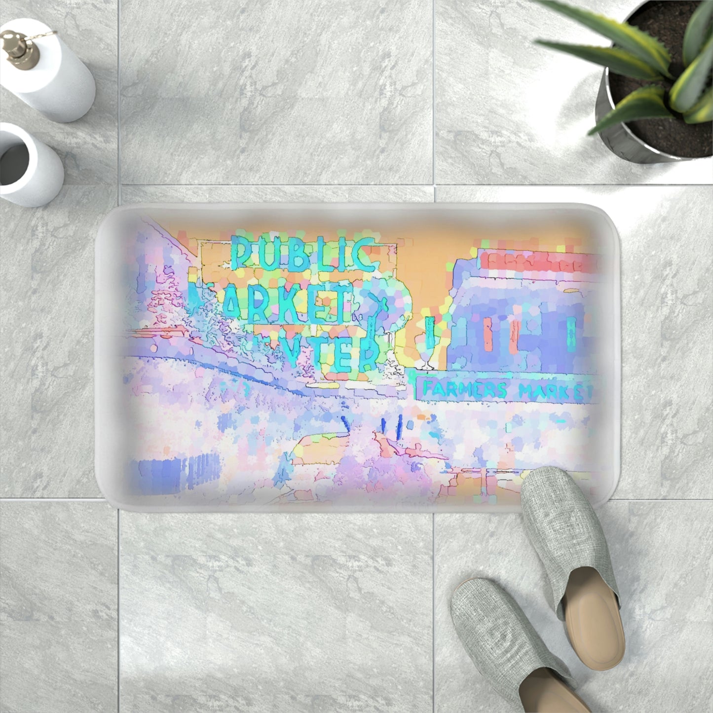 Memory Foam Bath Mat ... 'A Public Market Made World Famous ... Sleepless-In-Seatle' ... "Pike Place Market_1"