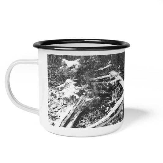Enamel Camp Cup ... How Things Were Done 'A Long Time Ago' ... Wheel-Wagon & Snow
