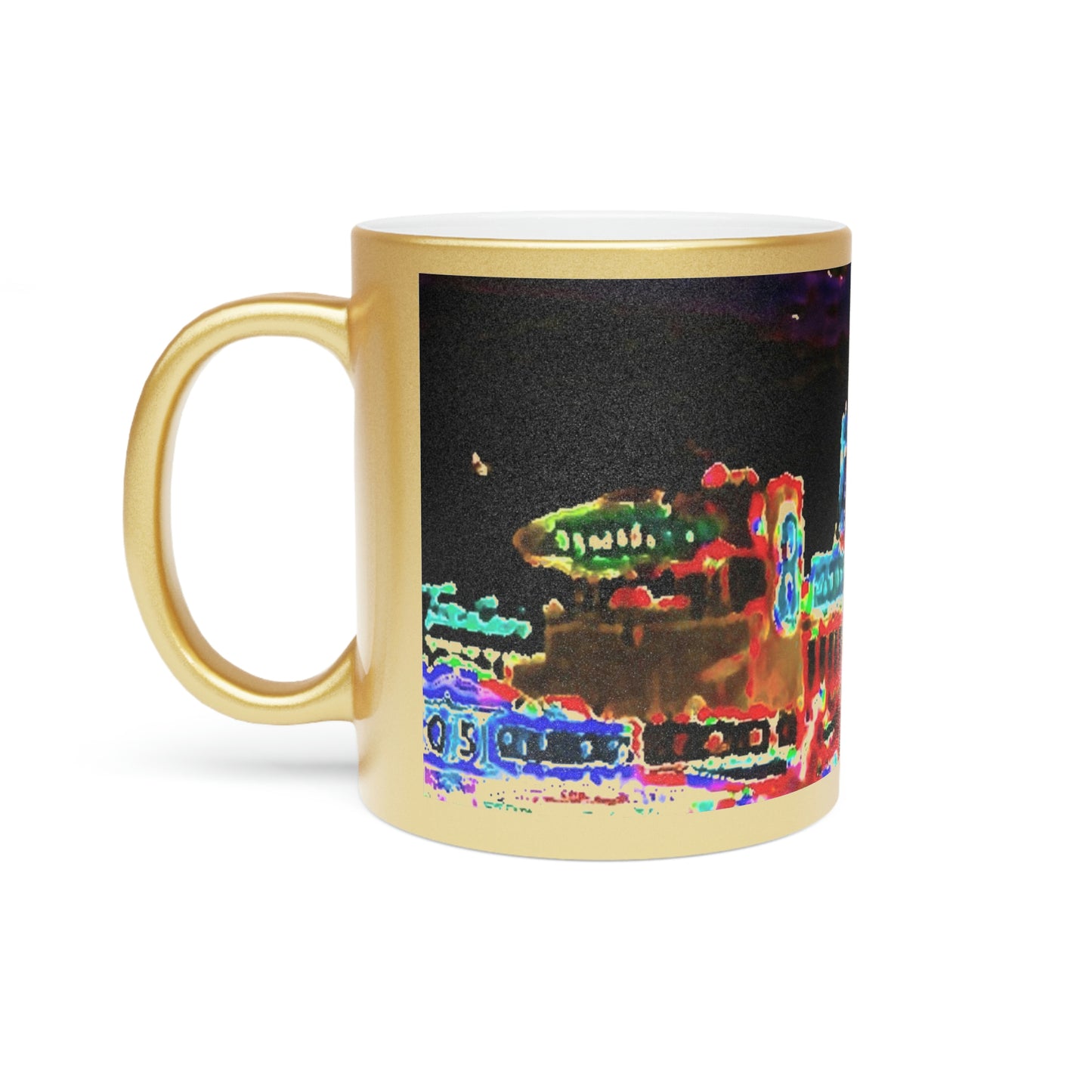 Metallic Mug (Silver\Gold) ... "No.9 Fishermen's Grotto - Fishermen's Wharf, SF, California" ... Family Archives: 1970's ... Original Works ...