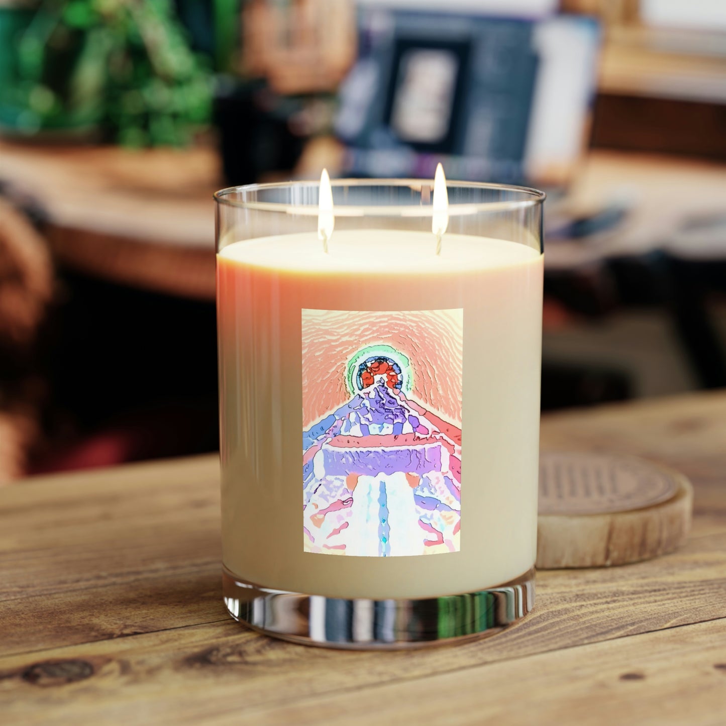 Scented Candle - Full Glass, 11oz ... "Seattle's World Fair" ... Below Space Needle 'Looking Up' ... On A Very Rainy Morning (Father's Family Photo). ... Original ...