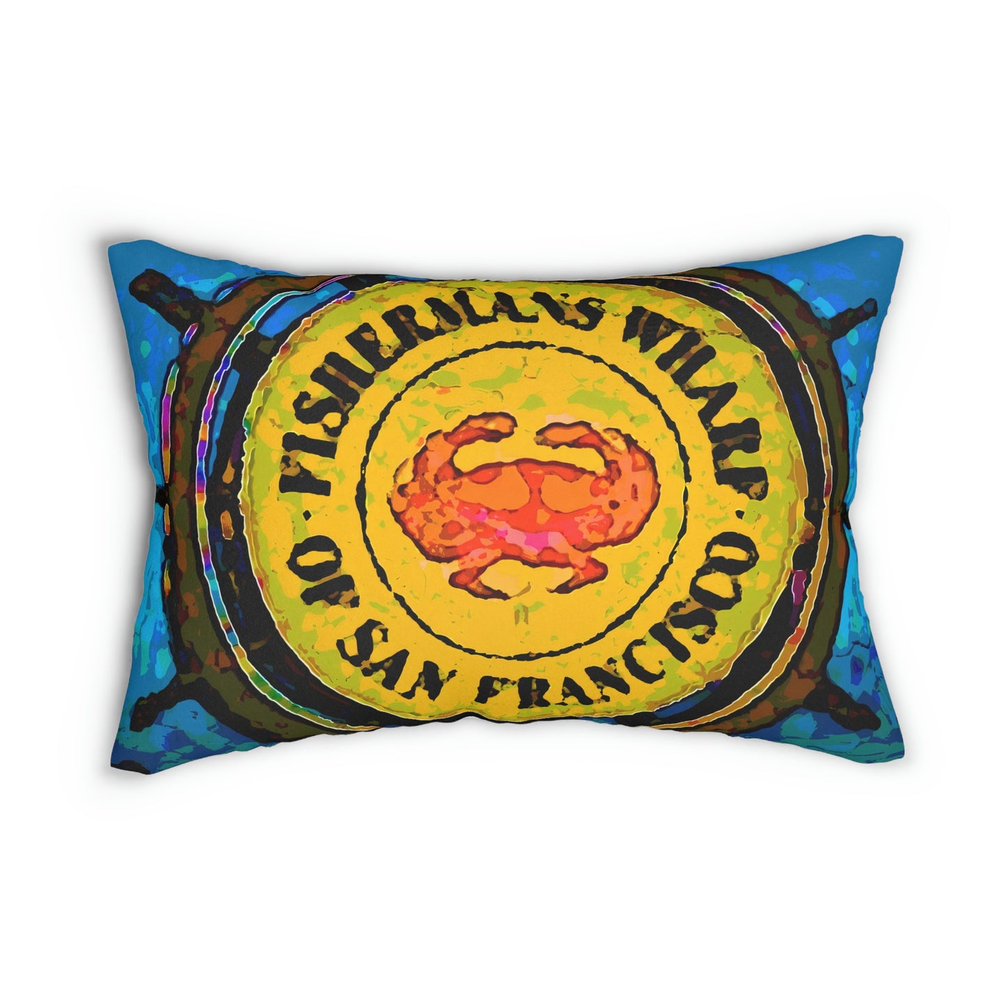 Spun Polyester Lumbar Pillow ... "No.9 Fishermen's Grotto - Fishermen's Wharf, SF, California" ... Family Archives: 1970's ... Original Works ...